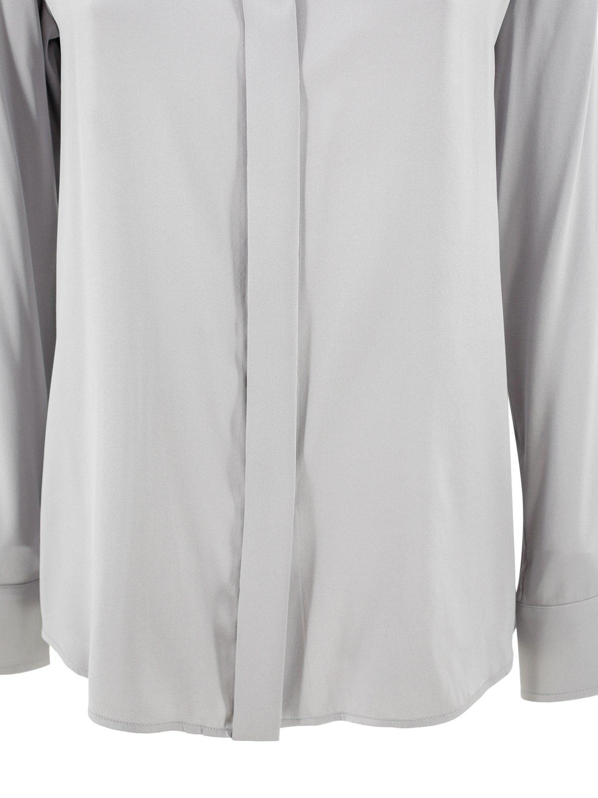 Shop Max Mara Buttoned Long-sleeved Top In Grey