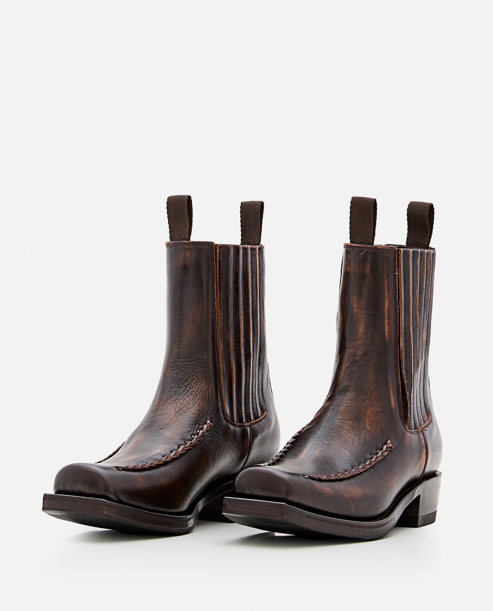 Hereu Agulla Square Toe Chelsea Boots In Brown