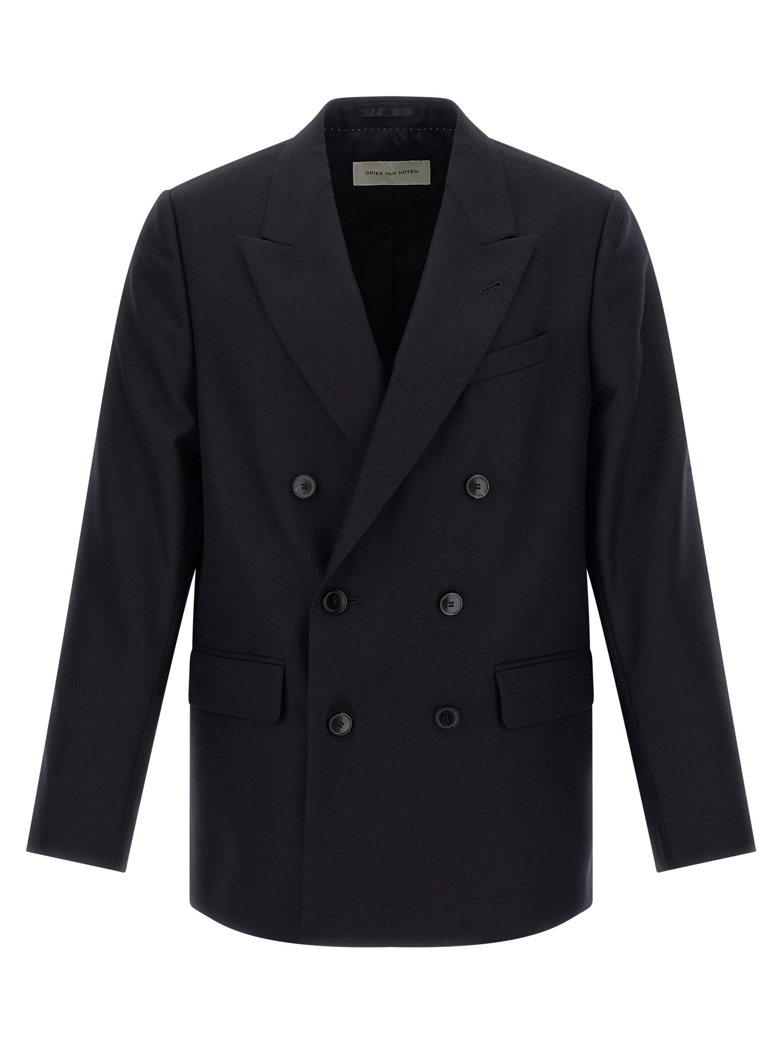 Dries Van Noten Double-breasted Blazer Notched Lapels In Blue