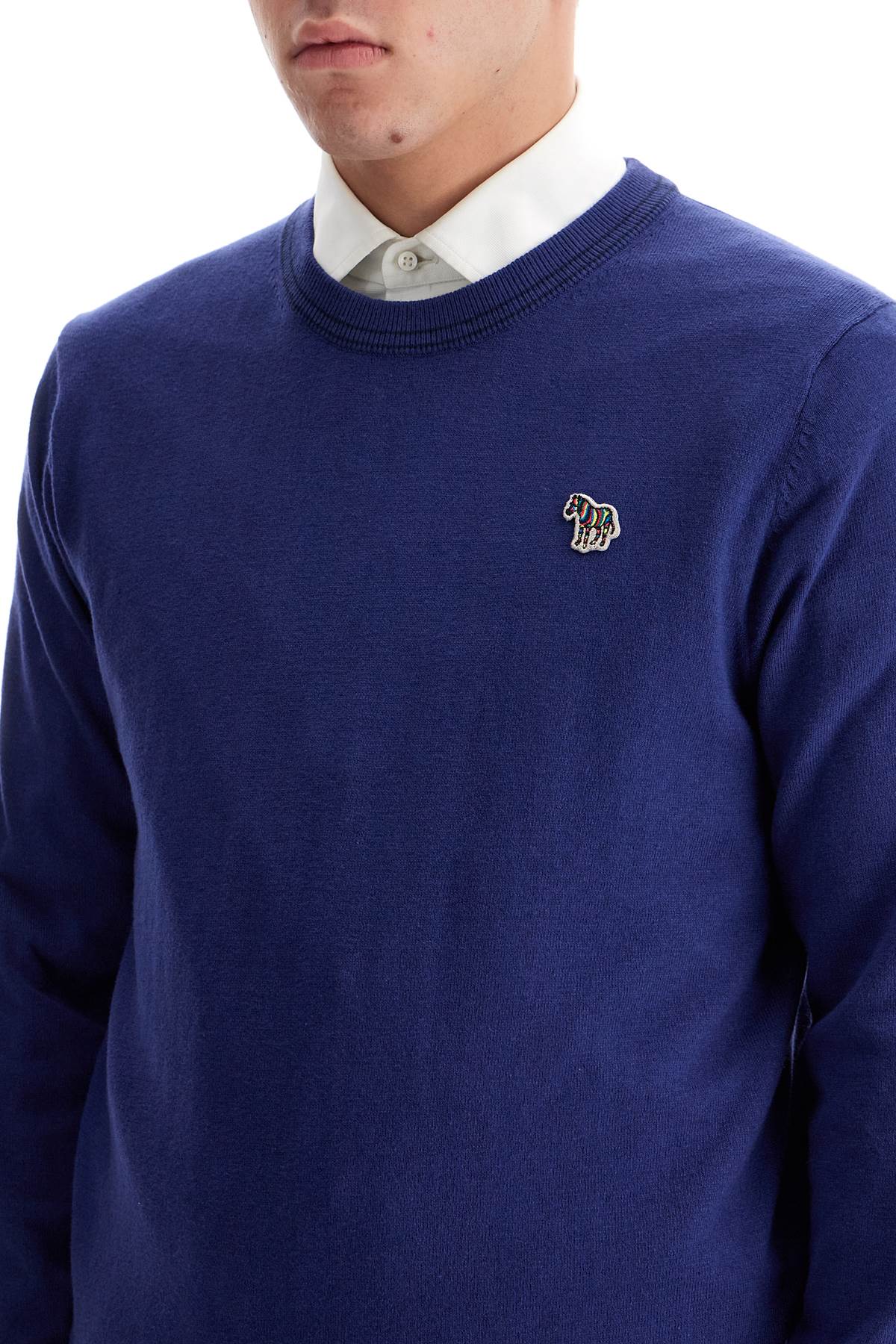 Shop Ps By Paul Smith Cotton And Wool Blend Pullover Sweater In Indigo (blue)