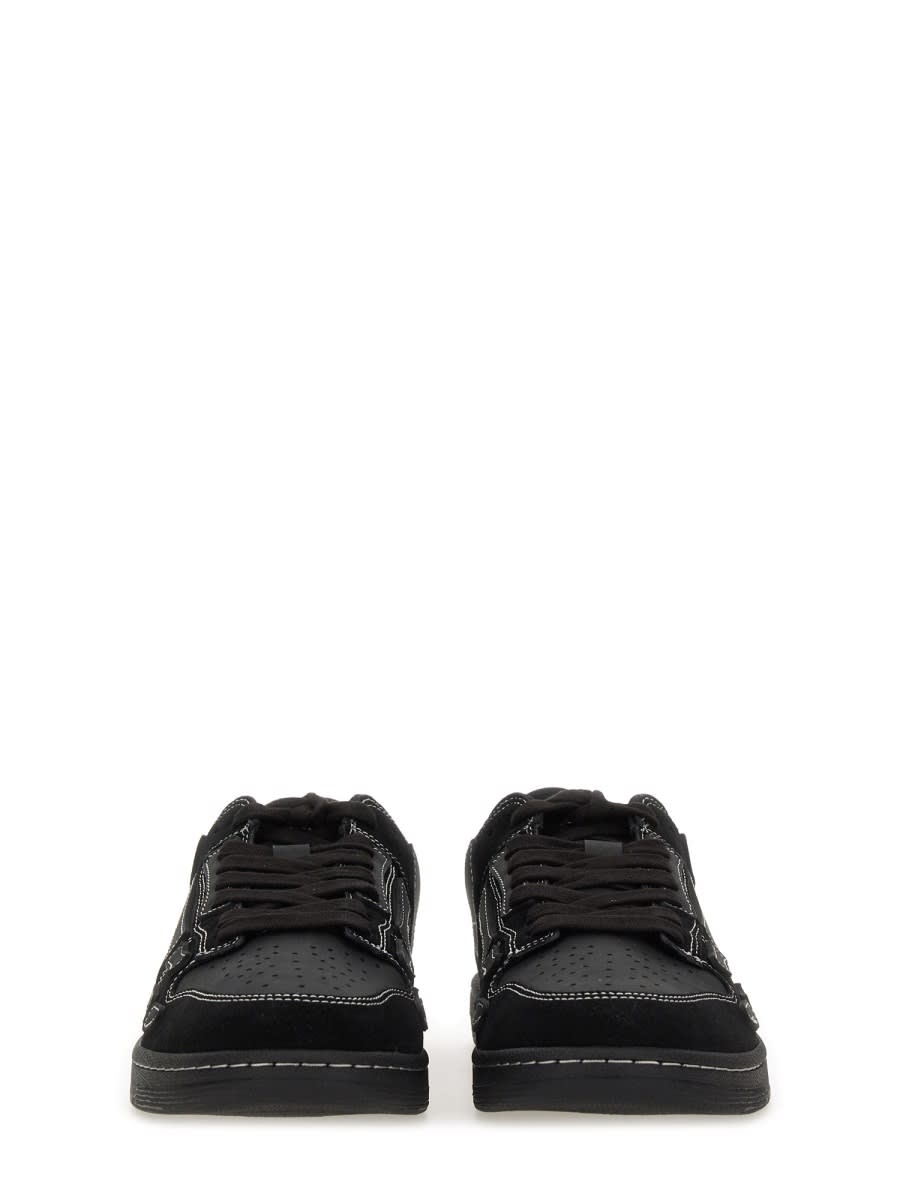 Amiri Sneaker Skel Top Low Black In Leather And Suede Men In Black