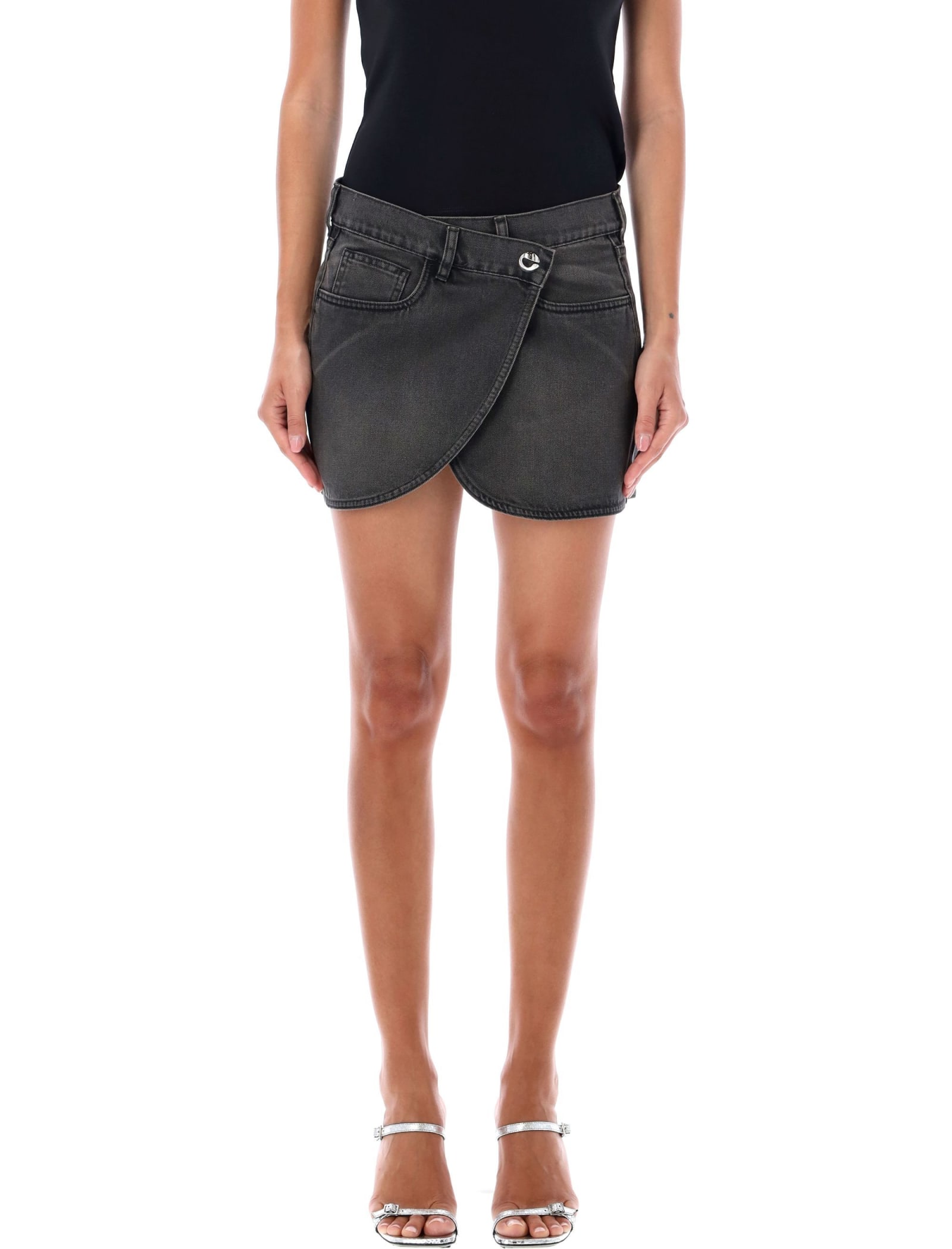 Shop Coperni Denim Mini Skirt In Grigio