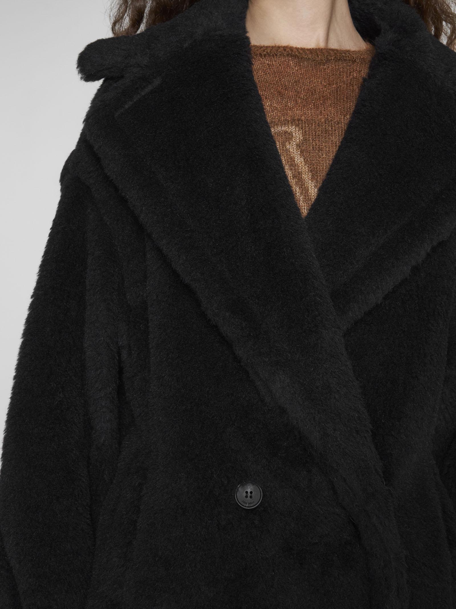 Shop Max Mara Teddy Bear Icon Alpaca And Wool Blend Coat In Black