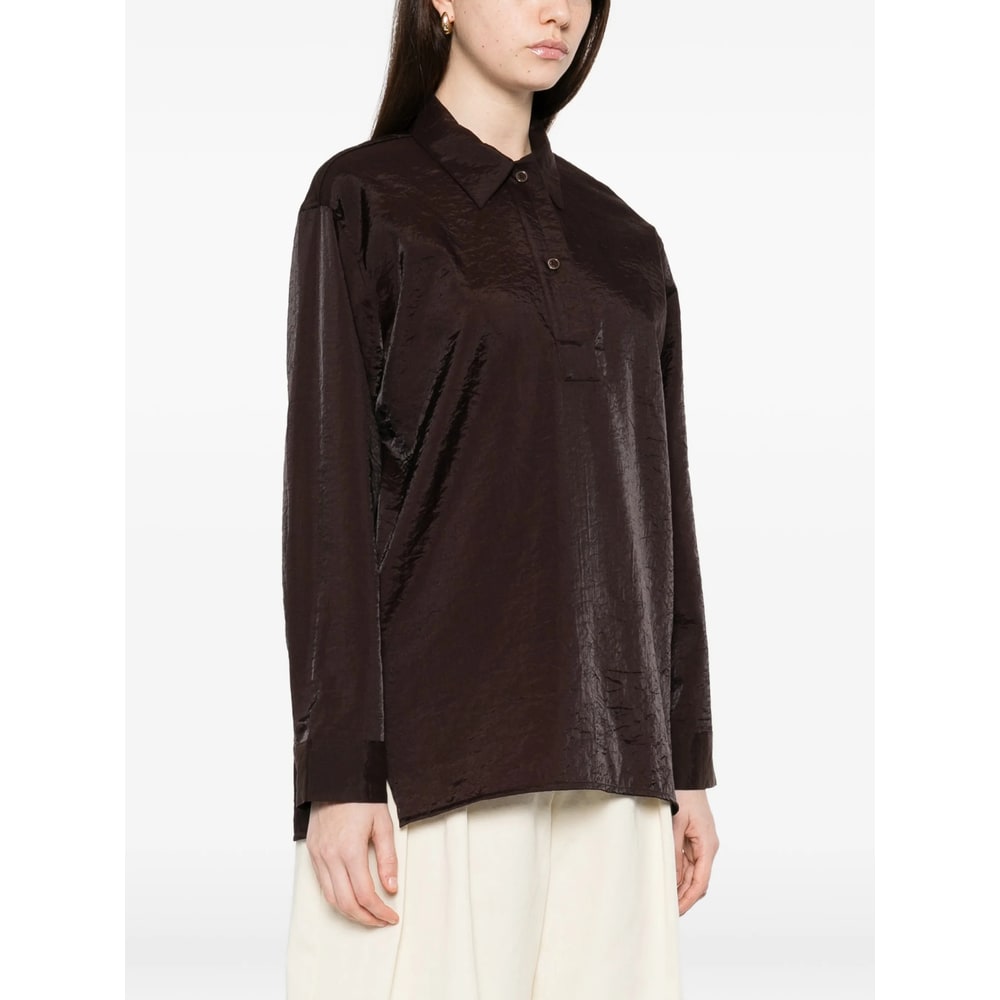 Studio Nicholson Polo-collar Shirt In Brown