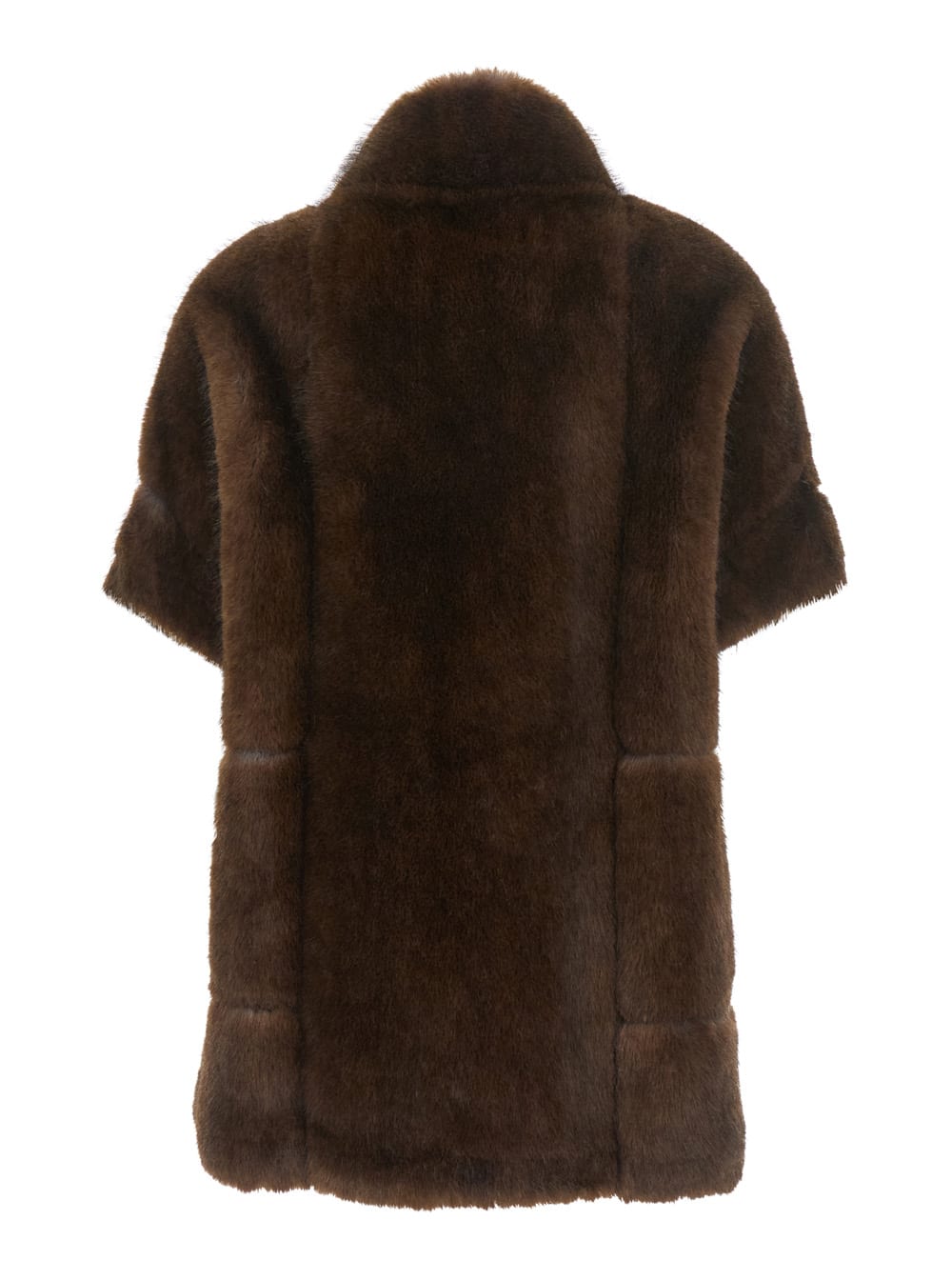 Valentini 1972 Semi-sleeveless Jacket In Faux Mink Fur. In Brown