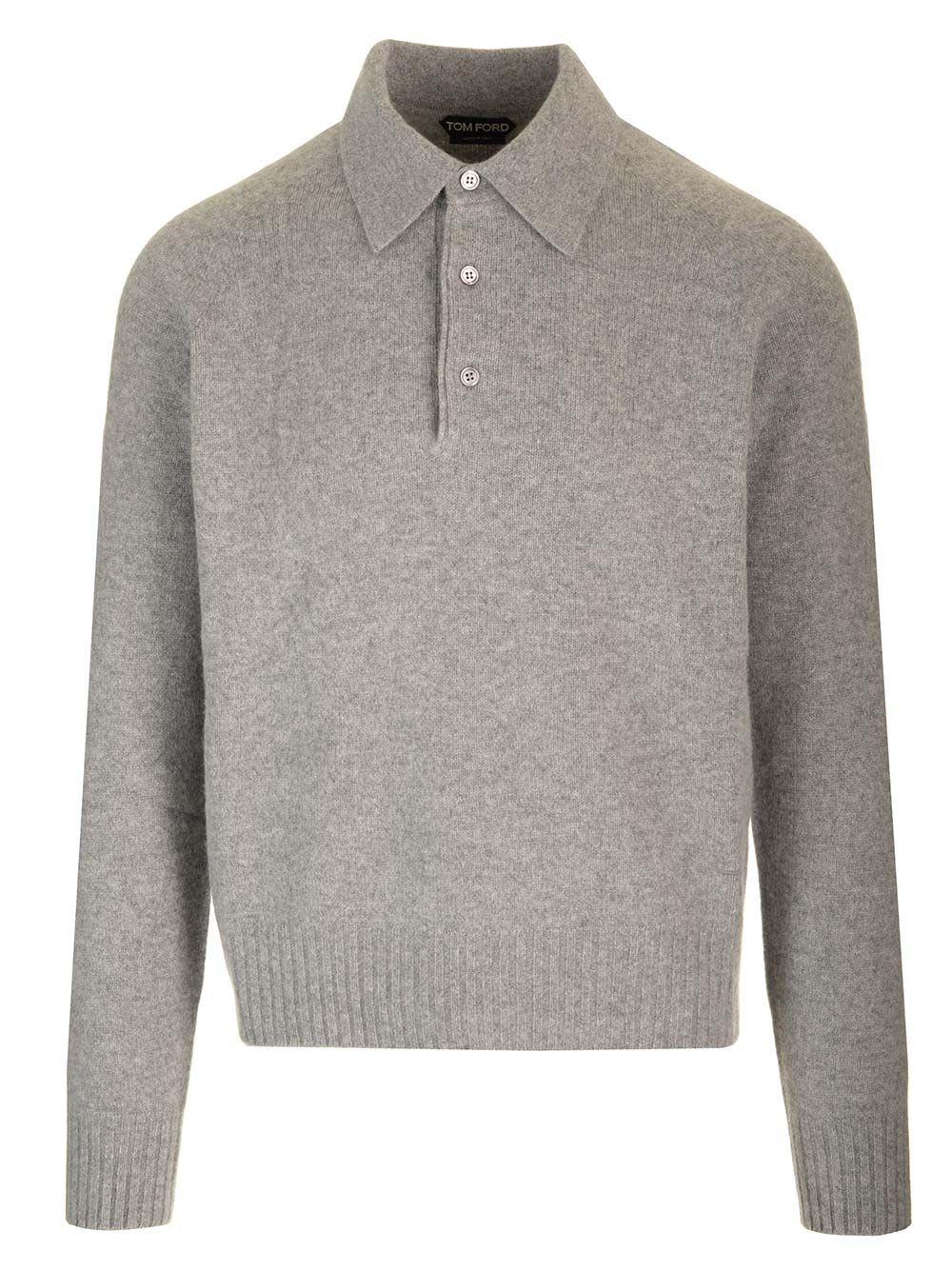 Shop Tom Ford Cashmere Polo Shirt In Grey