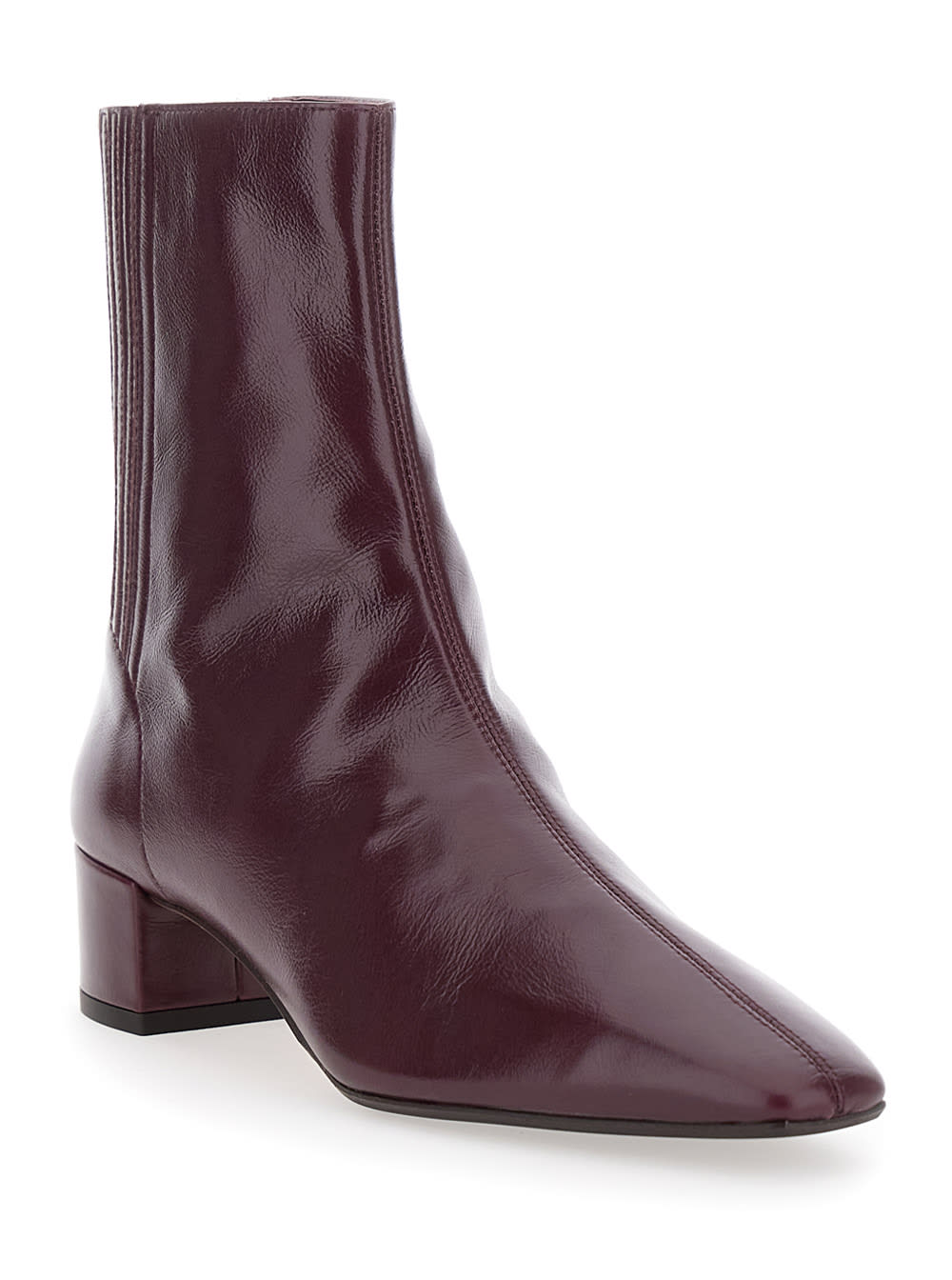 Aquazzura Bordeaux Ankle Boots With Medium Wide Heel In Leather Woman In Burgundy