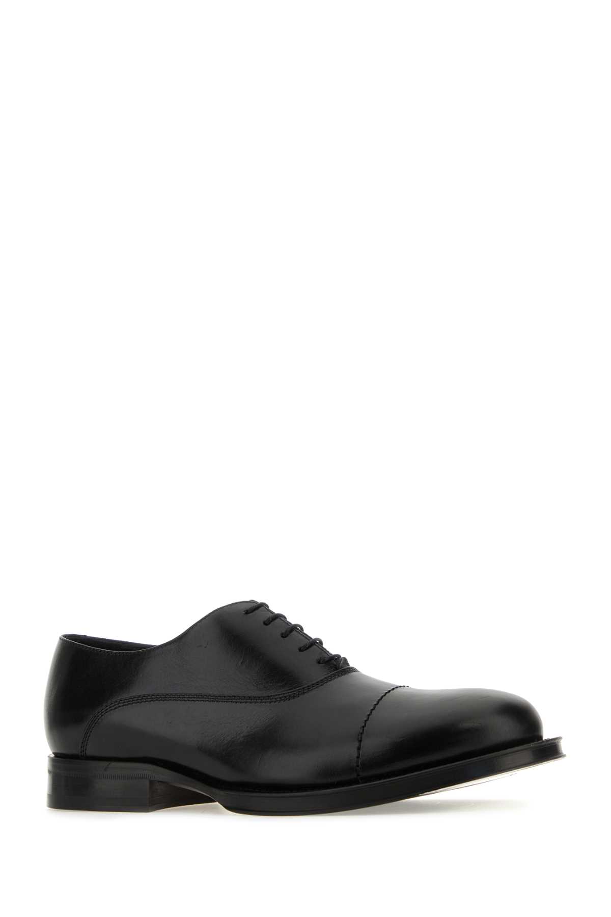 Shop Lanvin Black Leather Richelieu Medley Lace-up Shoes