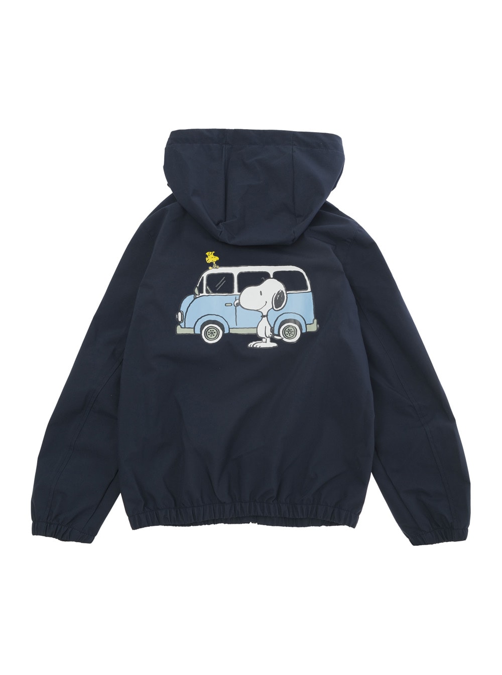Shop Mc2 Saint Barth Blue Hooded Jacket With Snoopy Van Print In Techno Fabric Boy