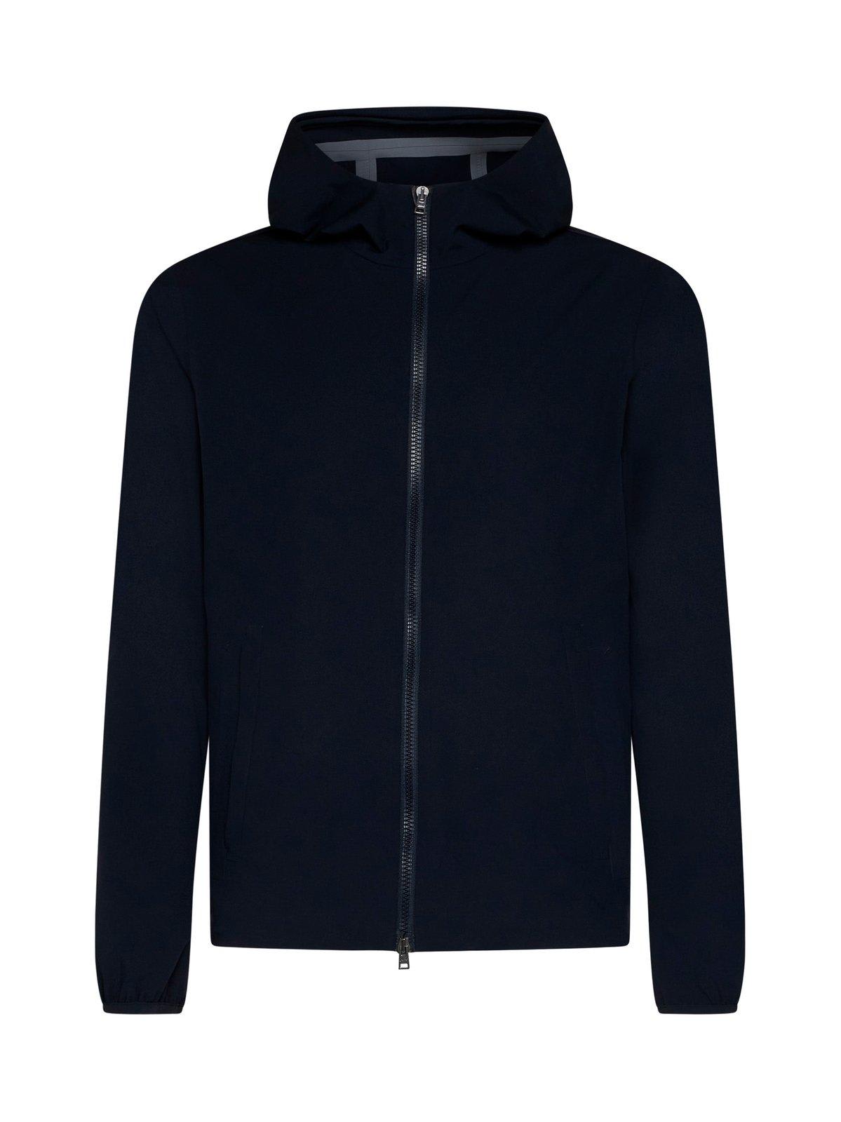 Herno Zip-up Hooded Jacket In Blu