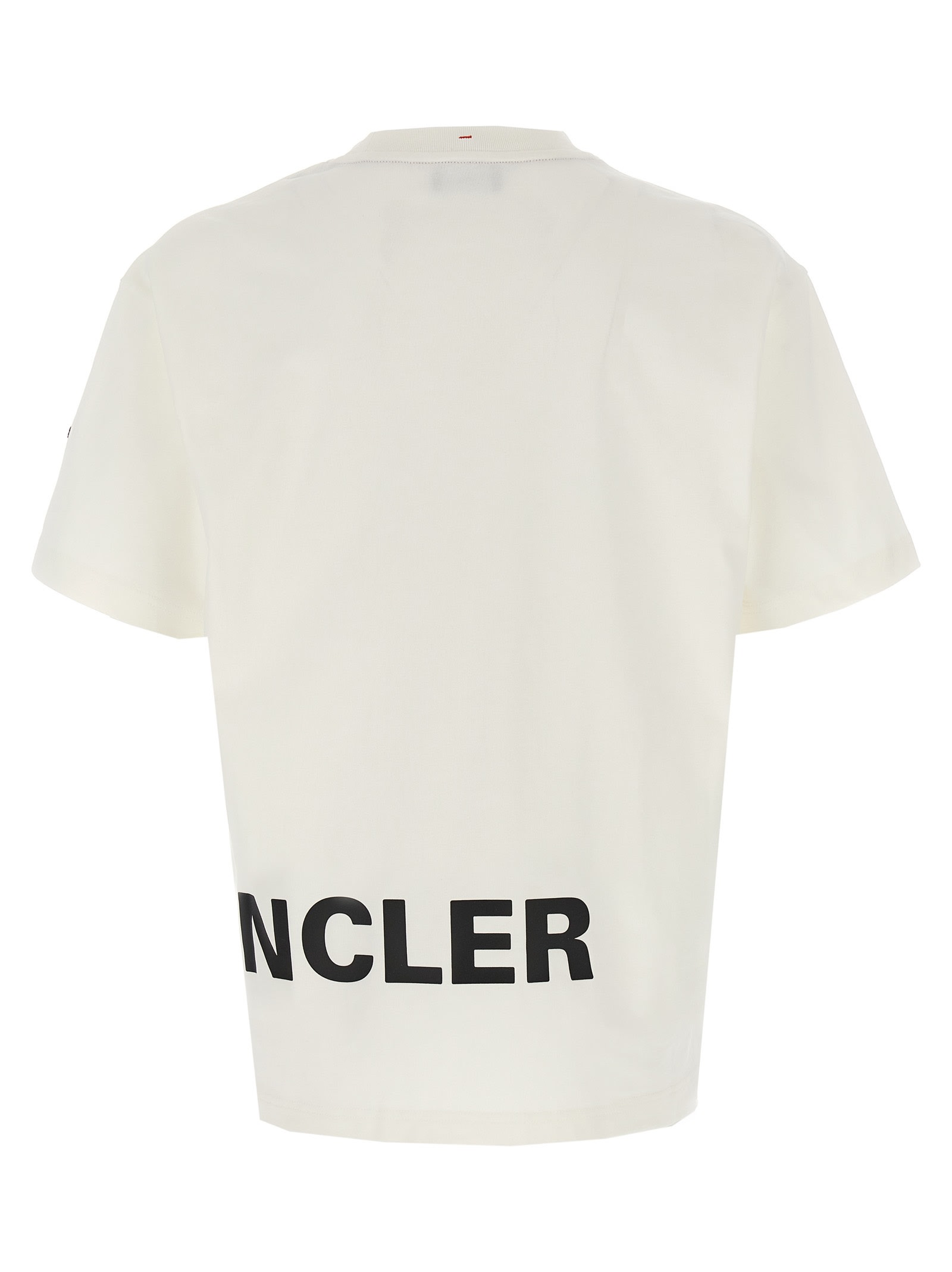 Shop Moncler Logo Print T-shirt In White/black