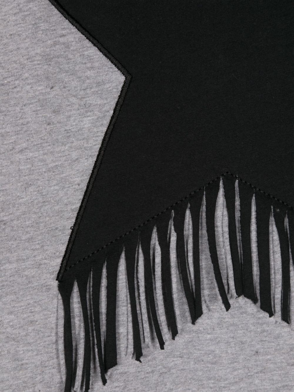 Stella Mccartney Fringed Star Cotton T-shirt In Gray