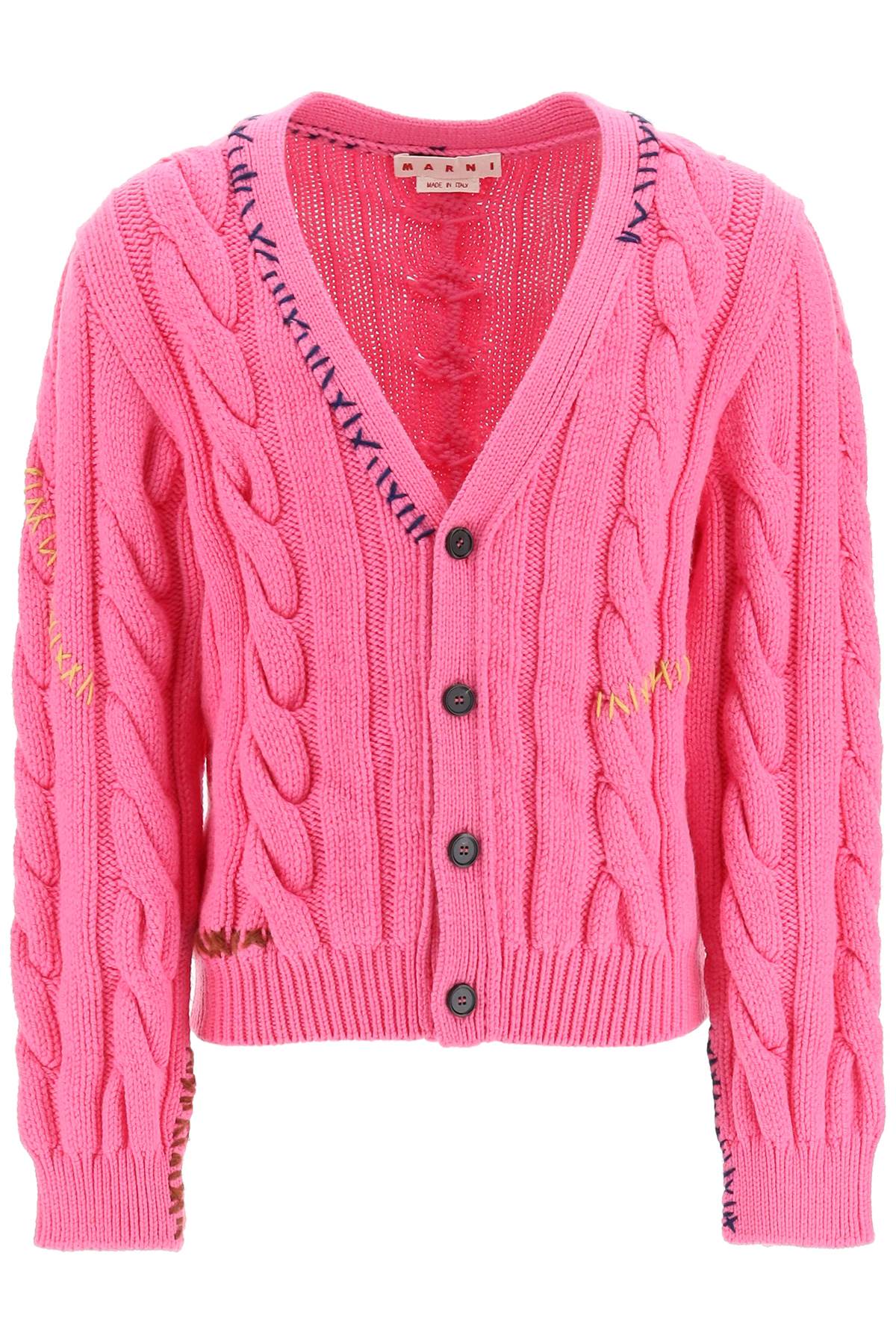 Marni Cable Knit Cardigan With Stitchings
