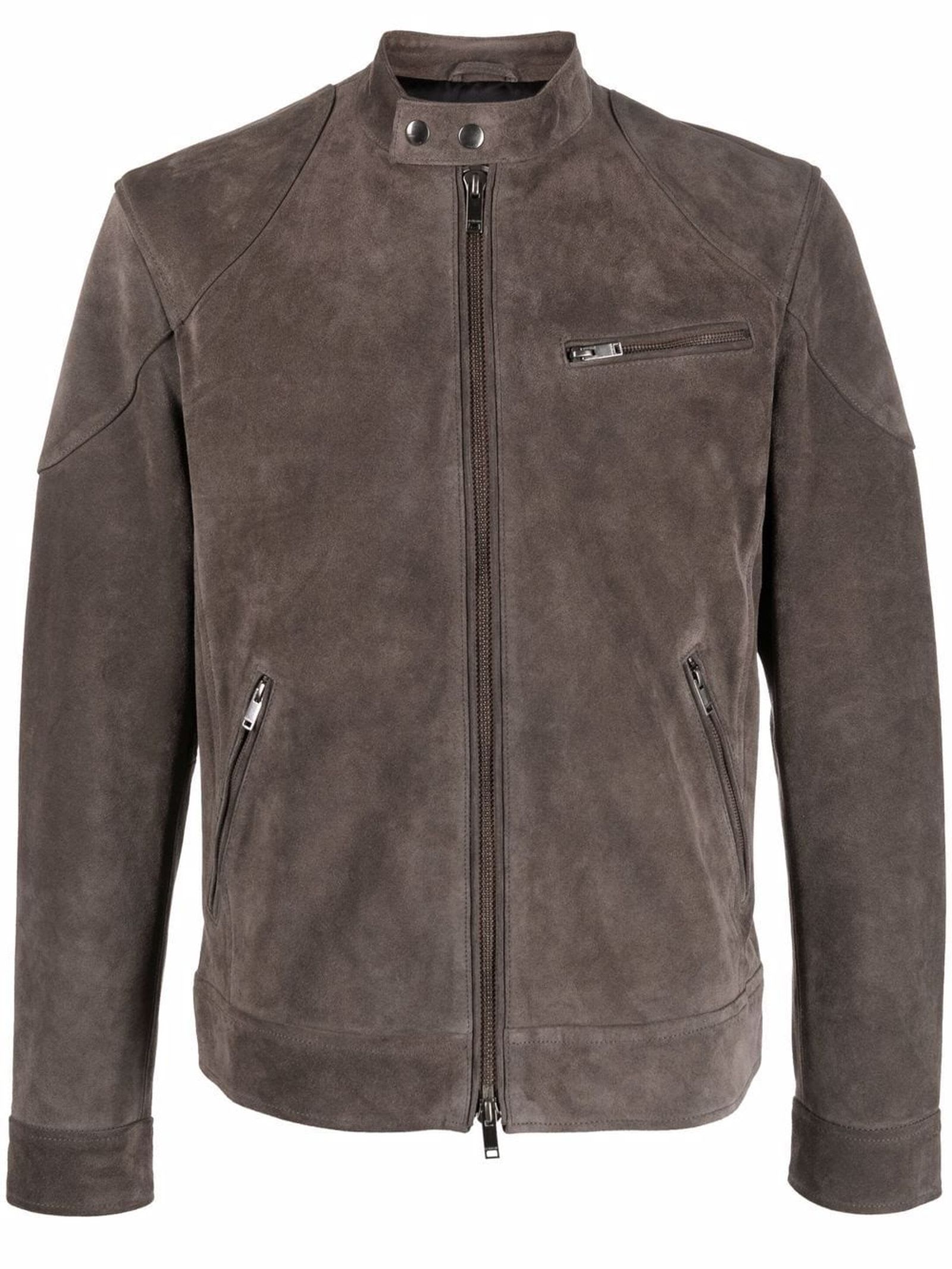 Dondup Brown Calf Leather Jacket