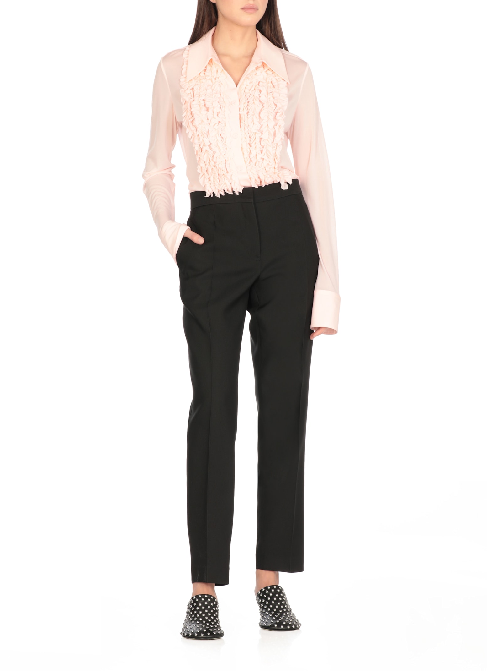 Jil Sander Ruffle-trim Shirt In Pink