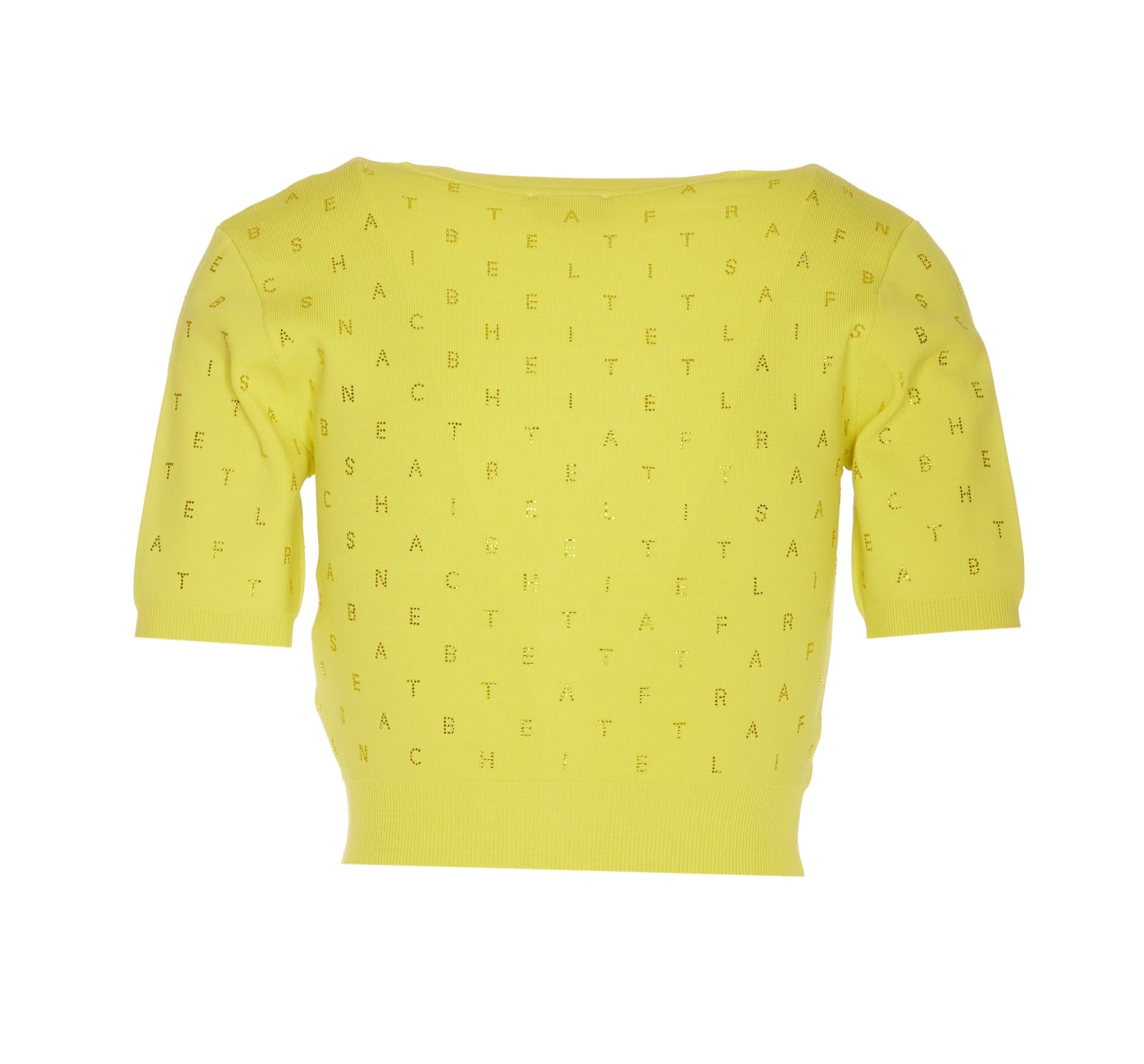 Shop Elisabetta Franchi Lettering Strass Logo Cardigan In Yellow