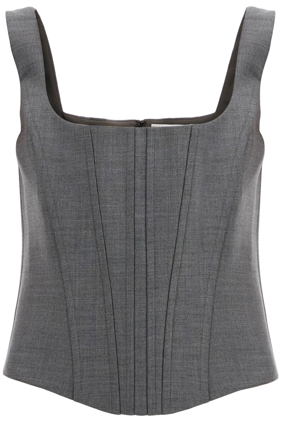 Shop Giuseppe Di Morabito Stretch Wool Corset Top With Nine Words In Grey (grey)