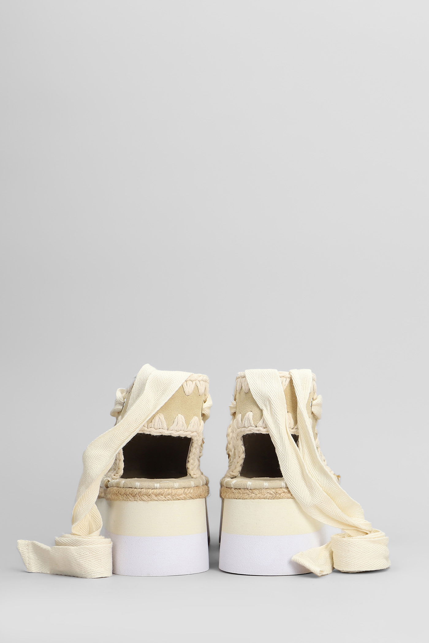Mou Espa Sandal Espadrilles In Beige Raffia In Gold