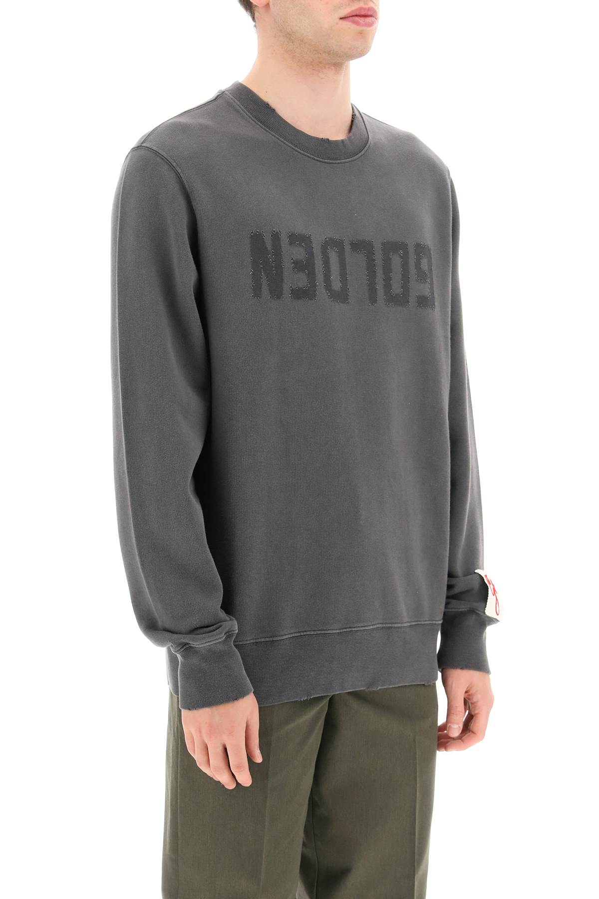 Shop Golden Goose Reverse Logo Sweatshirt With In Anthracite (grey)