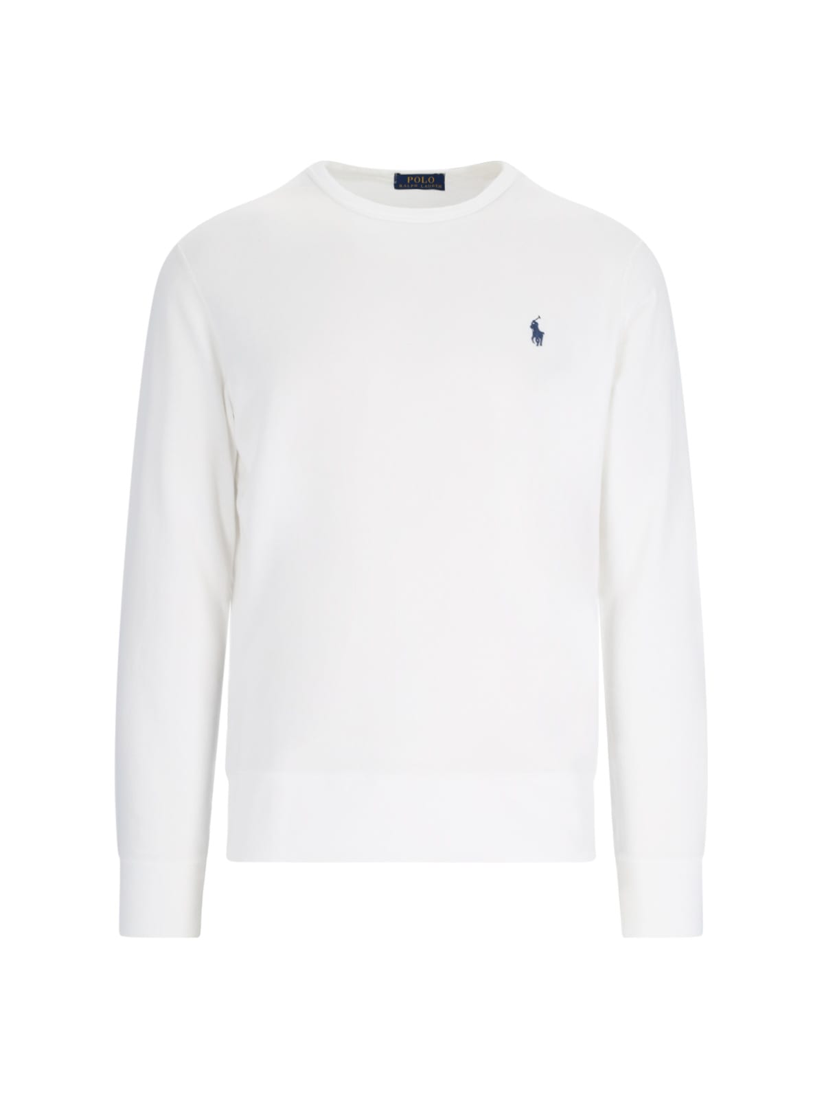 Shop Polo Ralph Lauren Logo Crewneck Sweatshirt In White