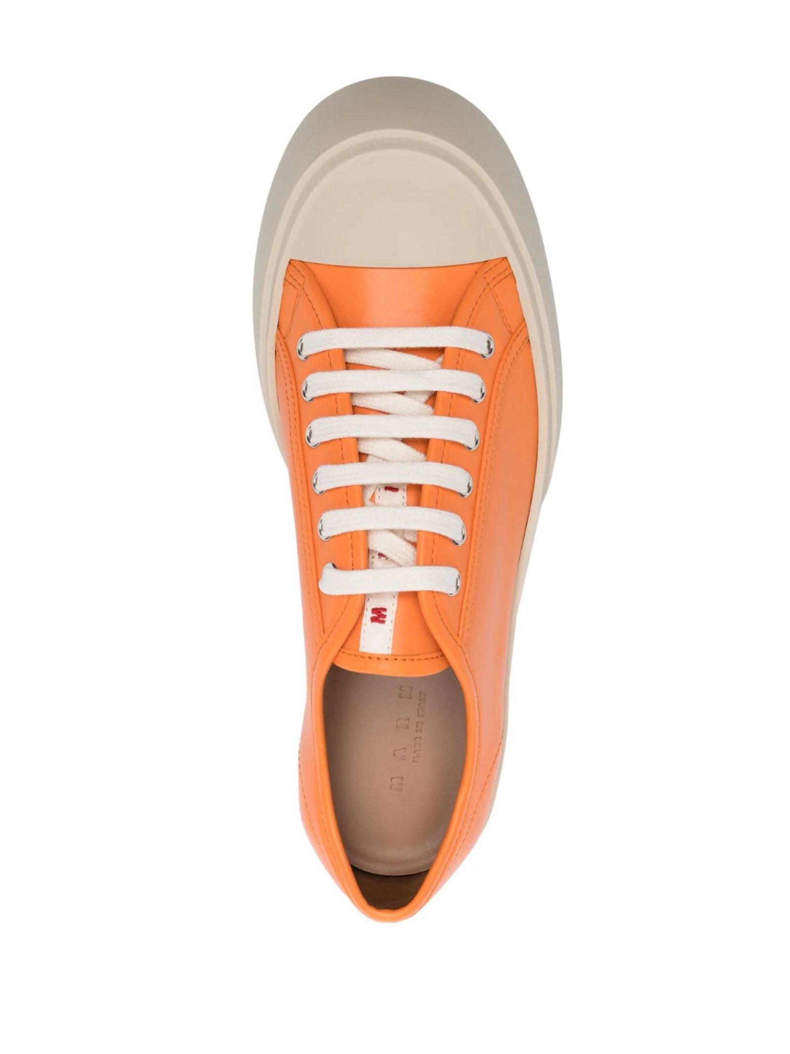 Shop Marni Orange Soft Calf Leather Pablo Sneaker