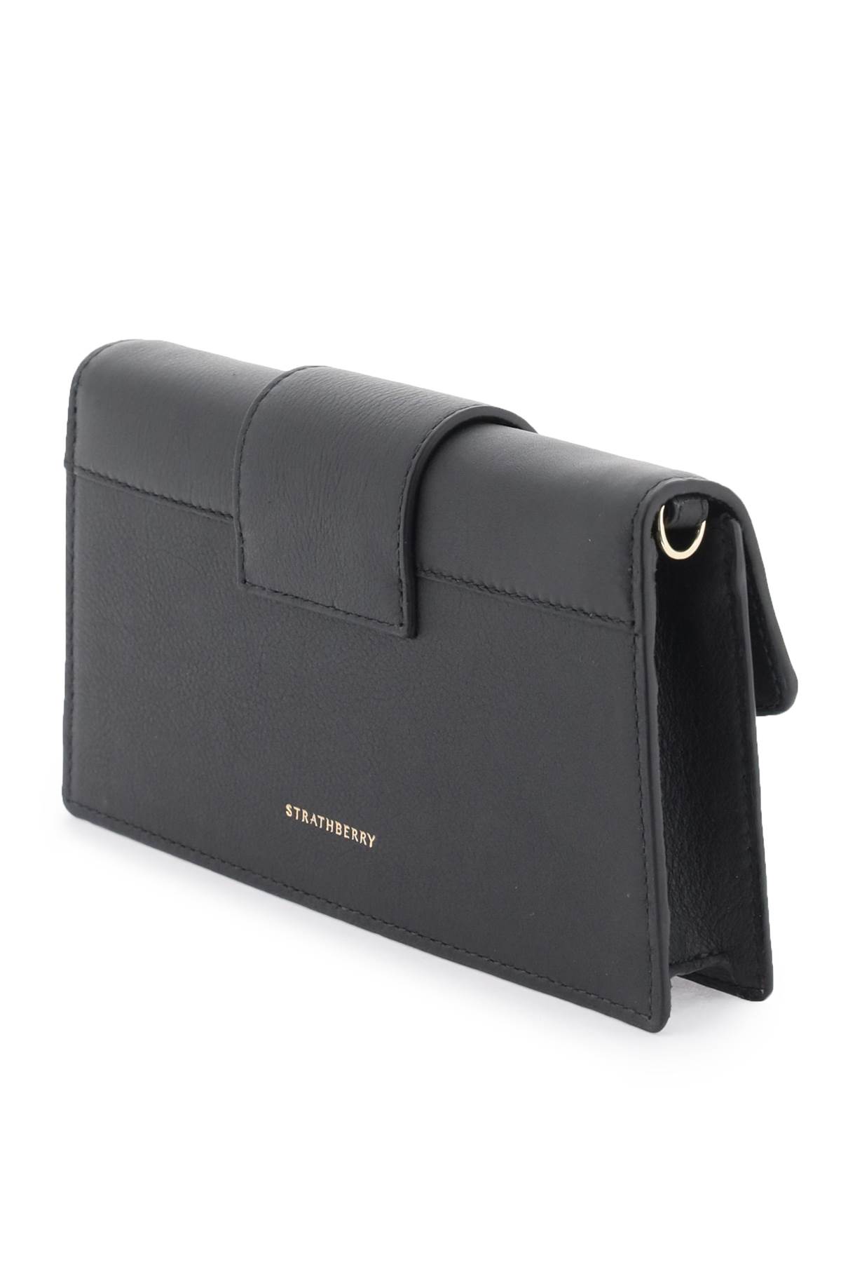 Shop Strathberry Crescent On A Chain Crossbody Mini Bag In Black (black)