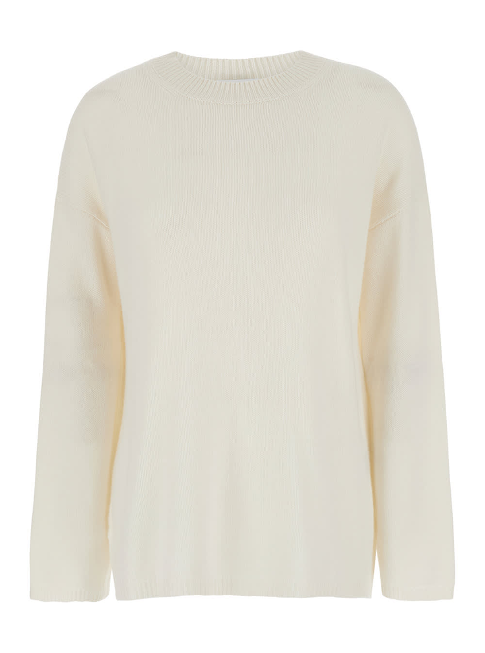 Shop Allude White Relaxed Crewneck Sweater In Cashmere Woman