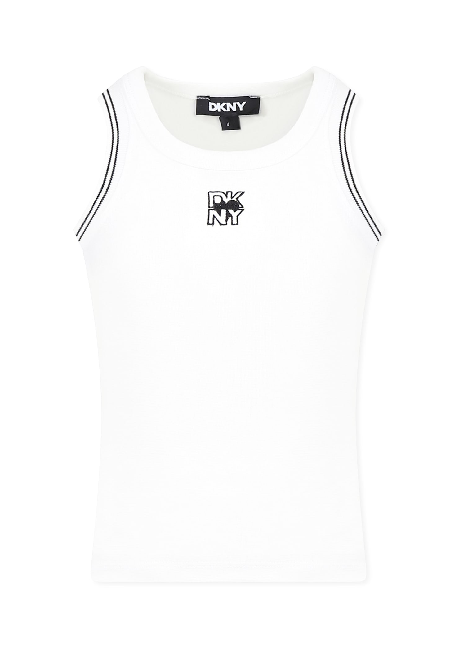 Dkny White Tank Top For Girl With Logo In White
