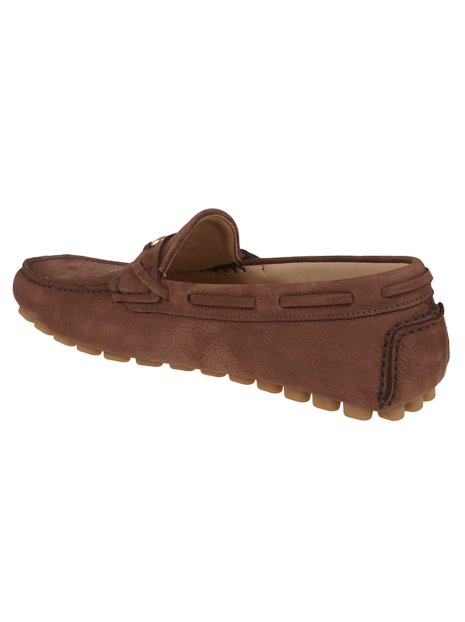 Valentino Loafers With Rubber Sole And Topstitching In Brown