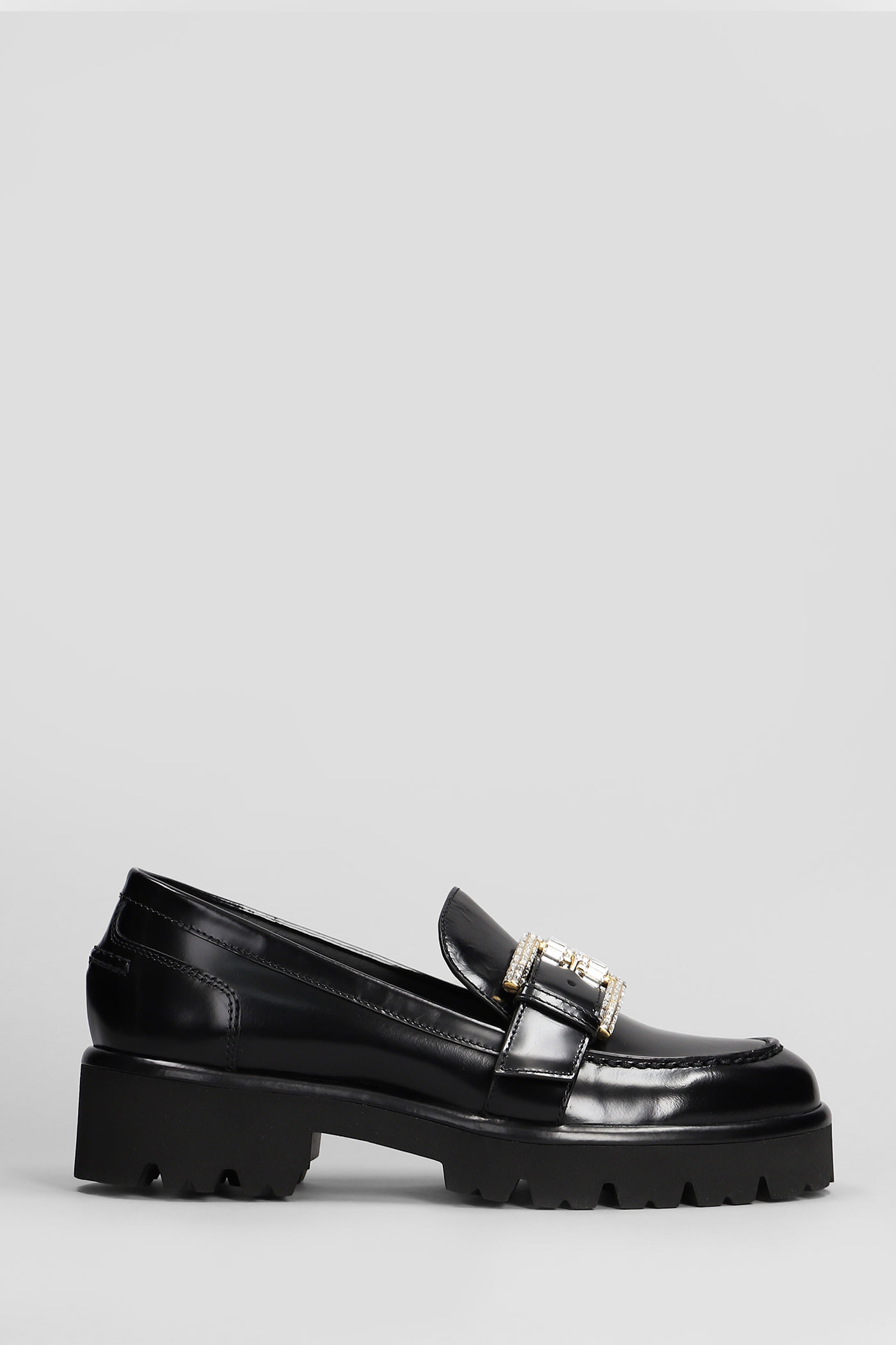 RENÉ CAOVILLA MORGANA LOAFERS IN BLACK LEATHER 