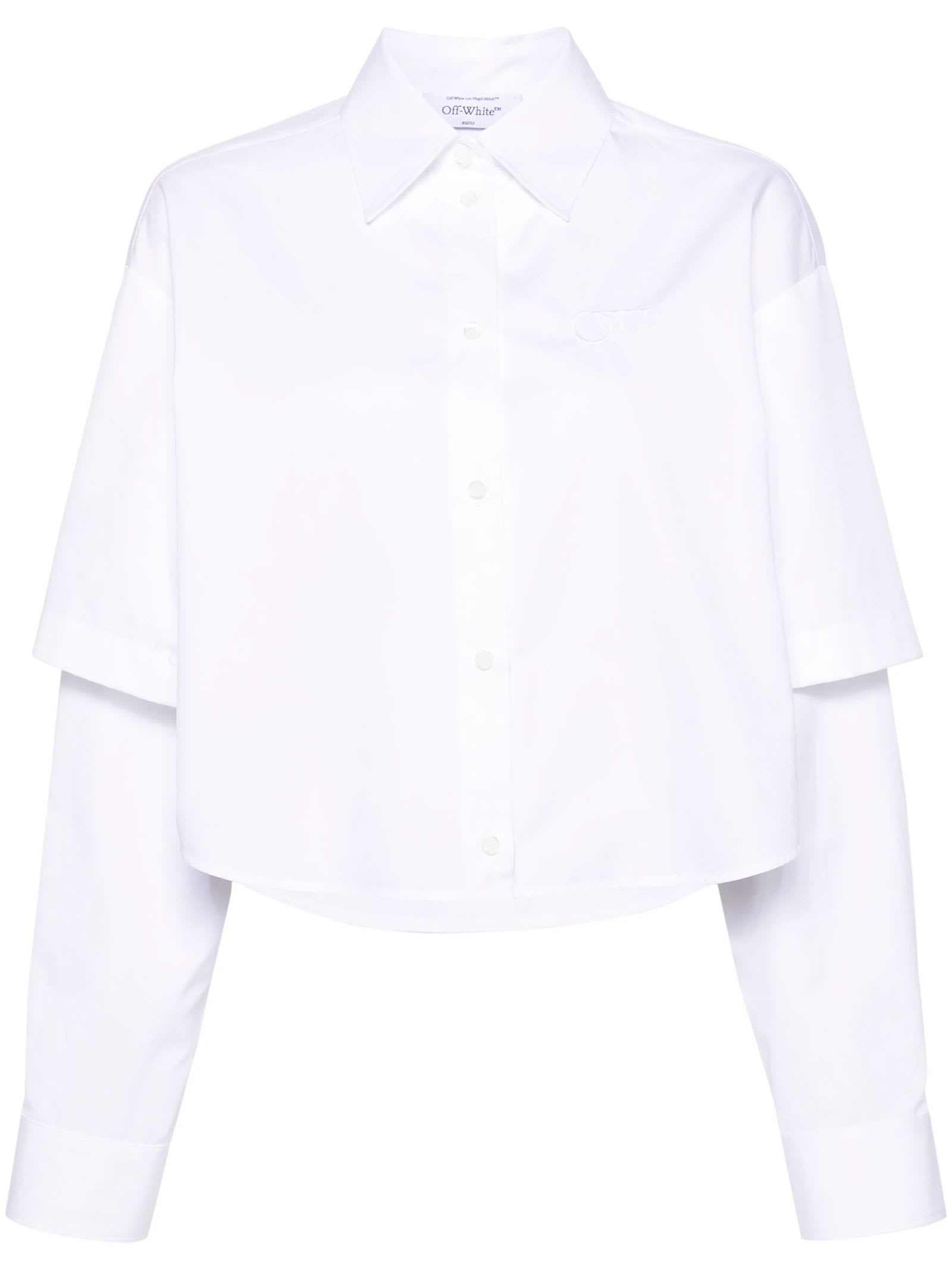 Shop Off-white White Cotton Cropped Shirt