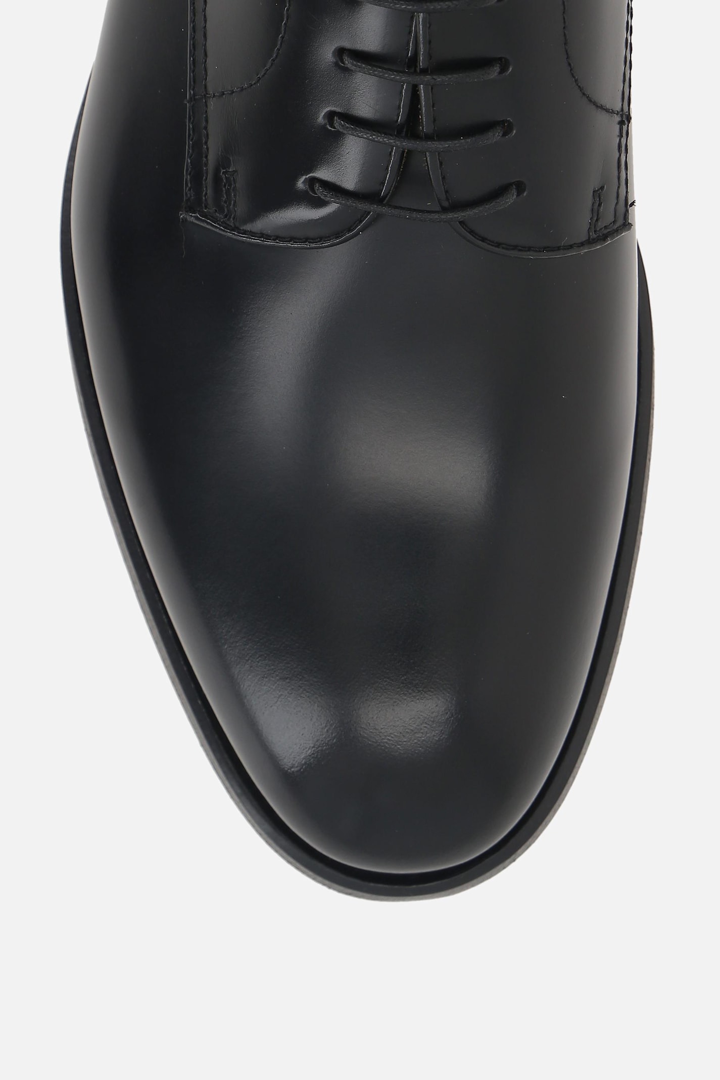 Doucal's Classic Black Derby Shoes Polished Finish In Calf Leather Man In Nero