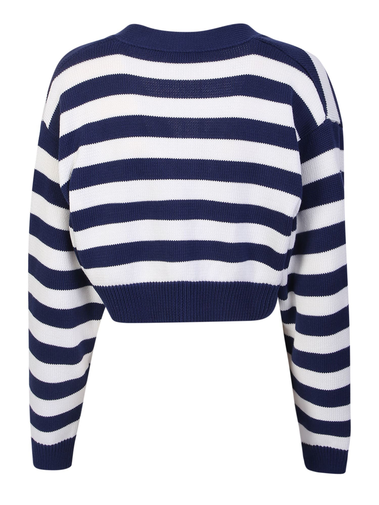 Shop Kenzo Striped Cropped Cardigan In Blue