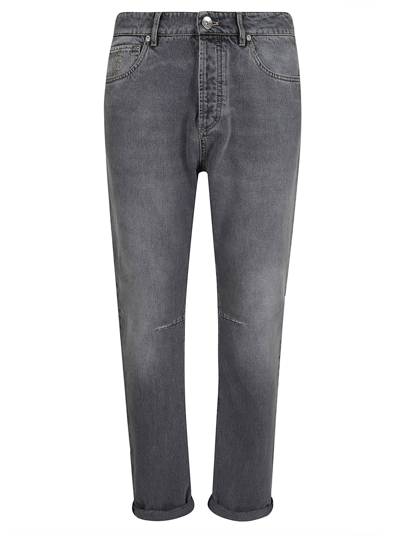 Shop Brunello Cucinelli Denim Pants In Denim Grigio Medio