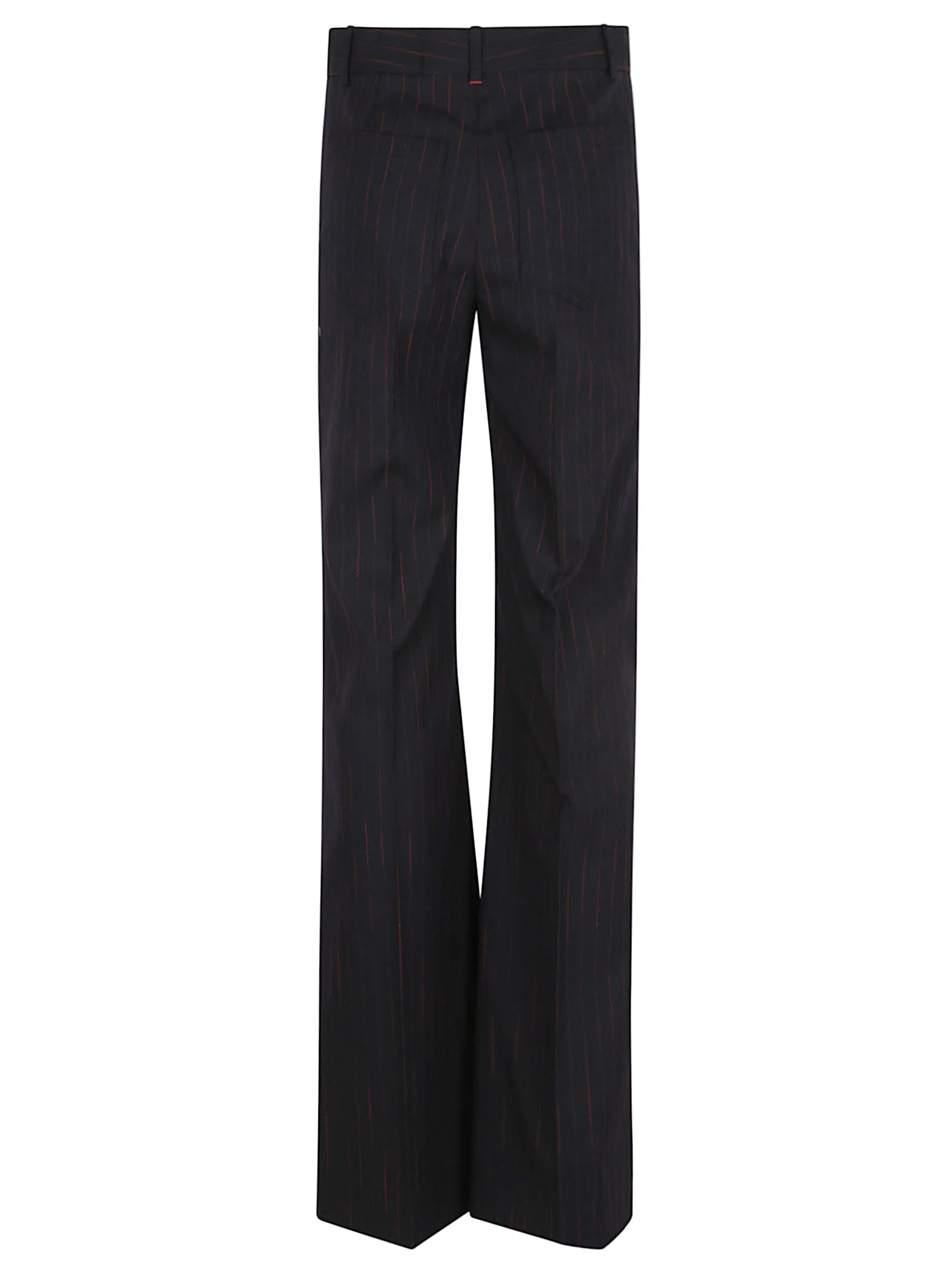 Victoria Beckham Pinstripe Wide Leg Trouser With Belt Loops In Black
