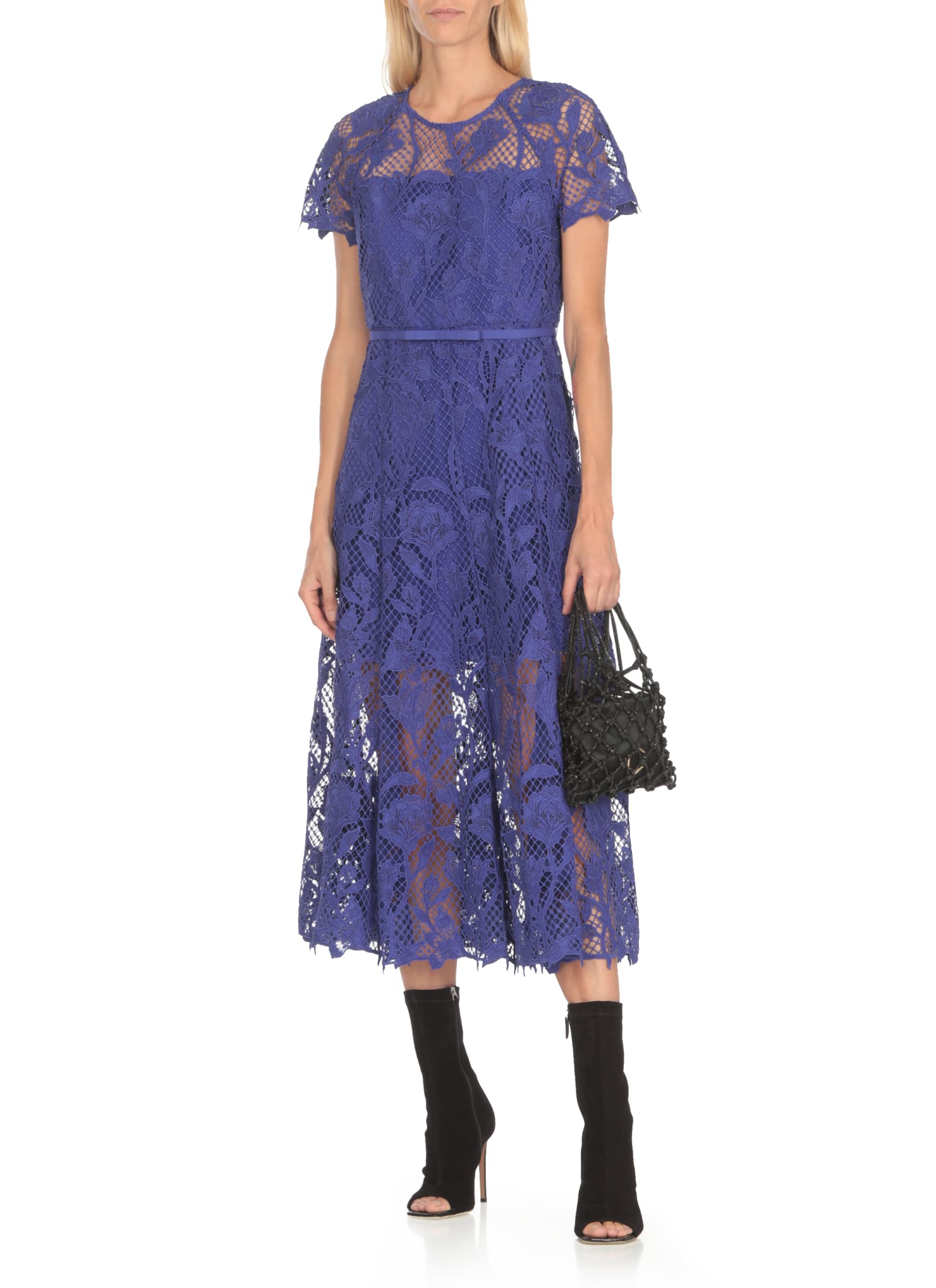 Shop Self-portrait Lace Dress In Blue