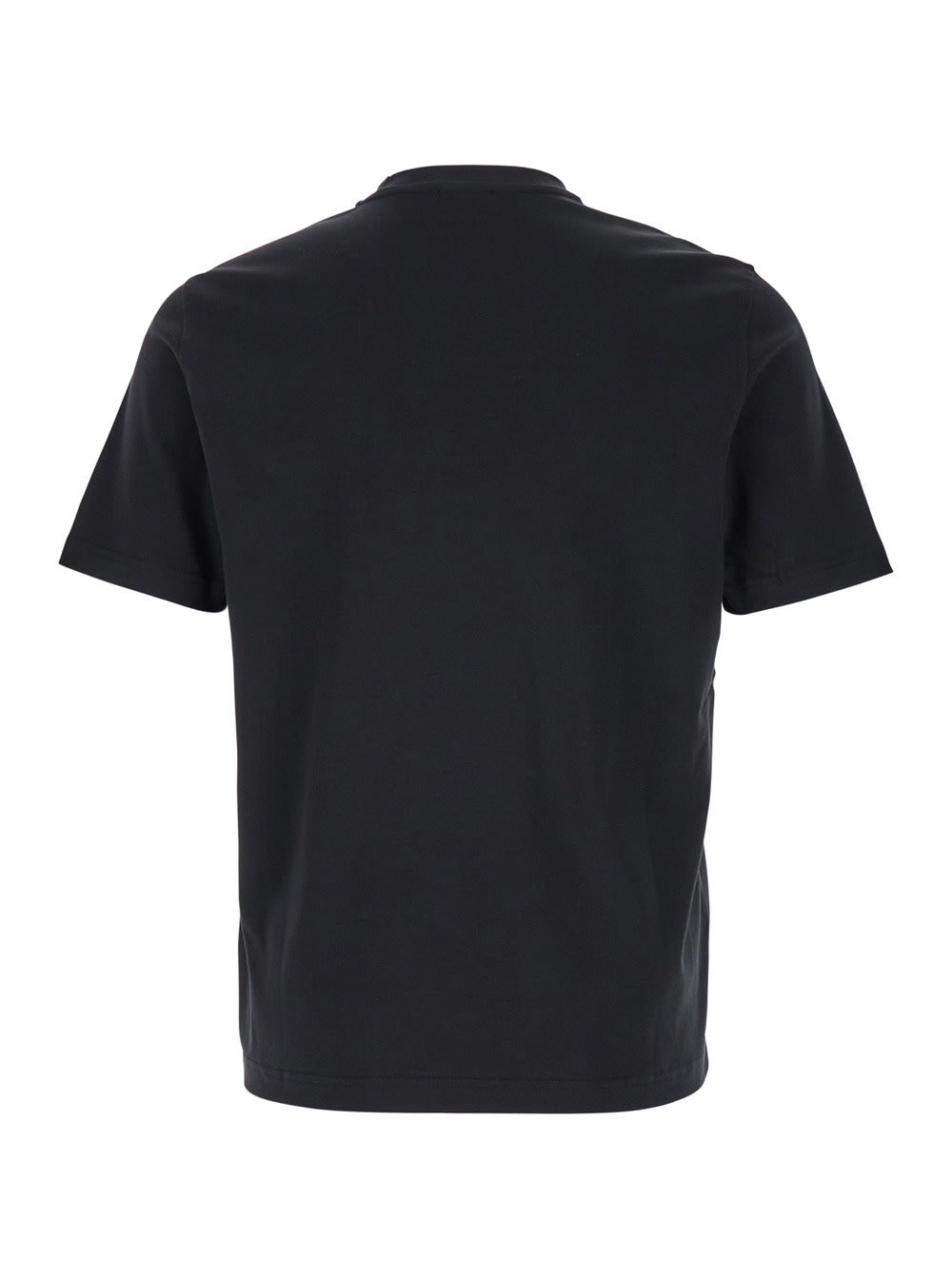 Shop Diesel Adjust Black Crewneck T-shirt With Logo Detail In Cotton Man