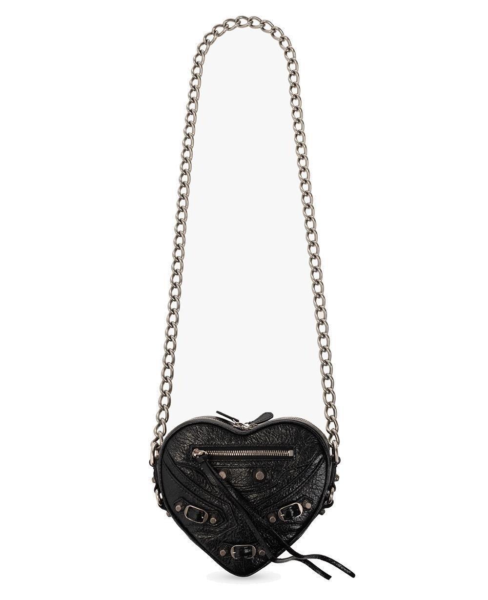 Shop Balenciaga Mini Le Cagole Heart Crossbody Bag In Black