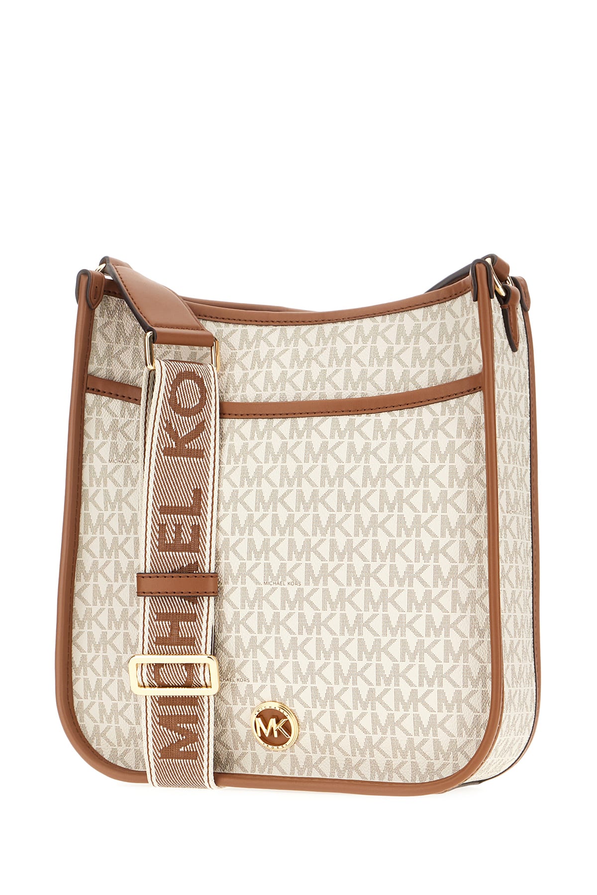 Shop Michael Kors Printed Leather Raven Crossbody Bag In Vanillalugg