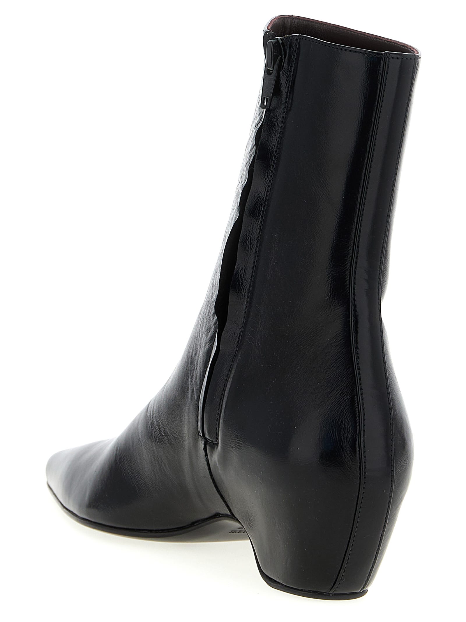 Khaite Arizona Pointed-toe Calf Leather Ankle Boots In Black