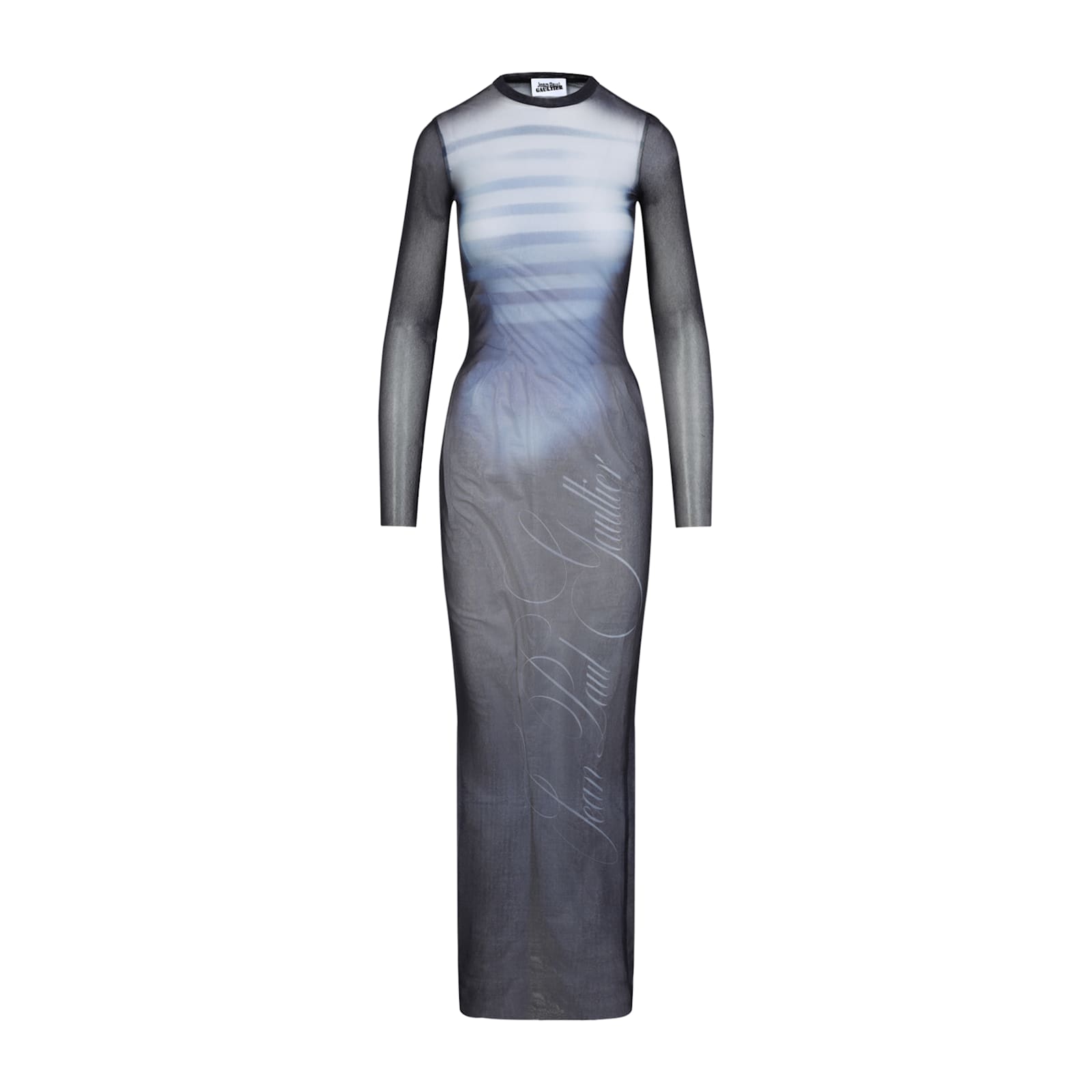 Shop Jean Paul Gaultier Le Mâle Crewneck Maxi Dress In Navy Lightblue White