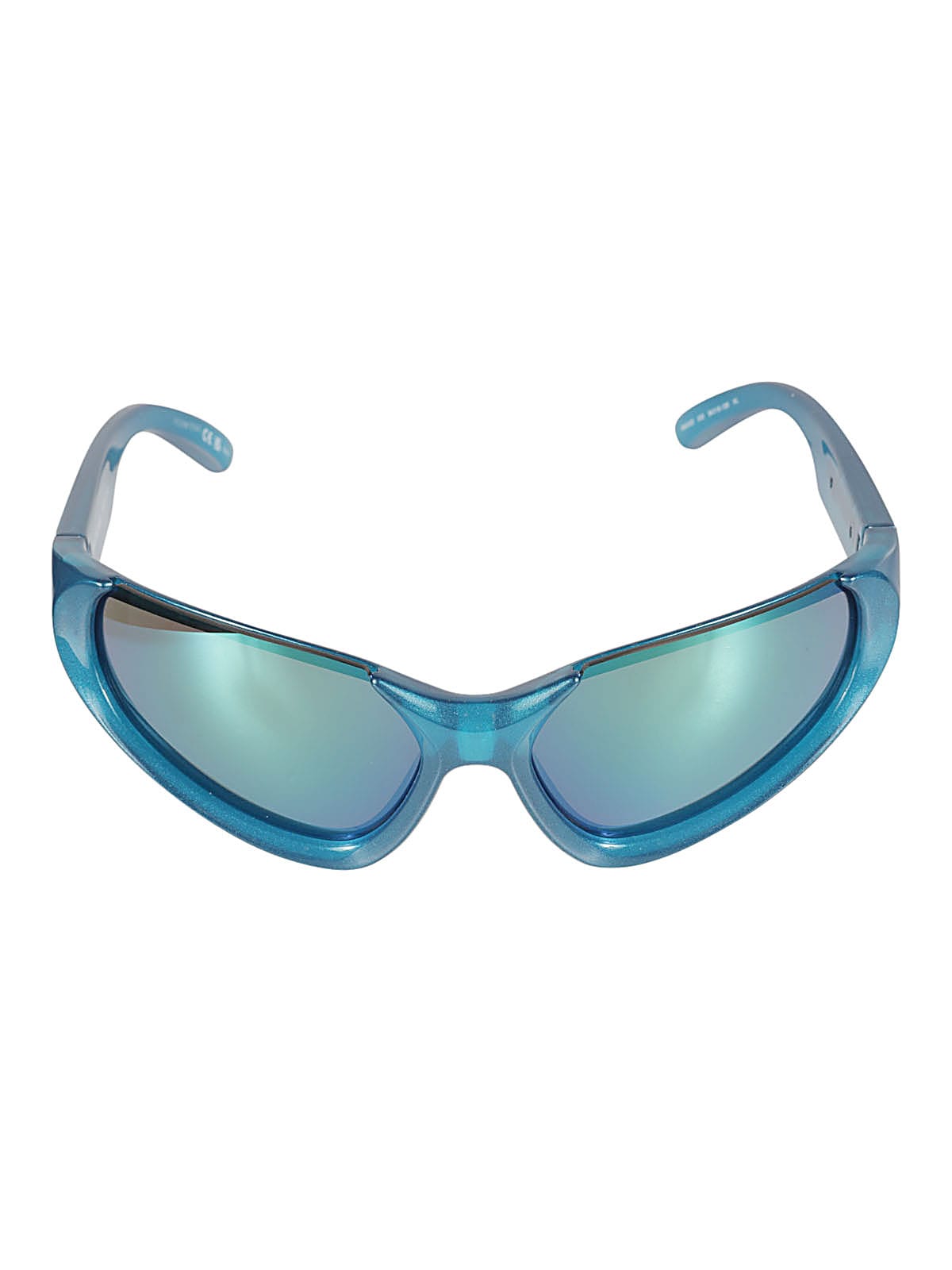 Balenciaga Logo Embossed Cat Eye Sunglasses In Light Blue/green