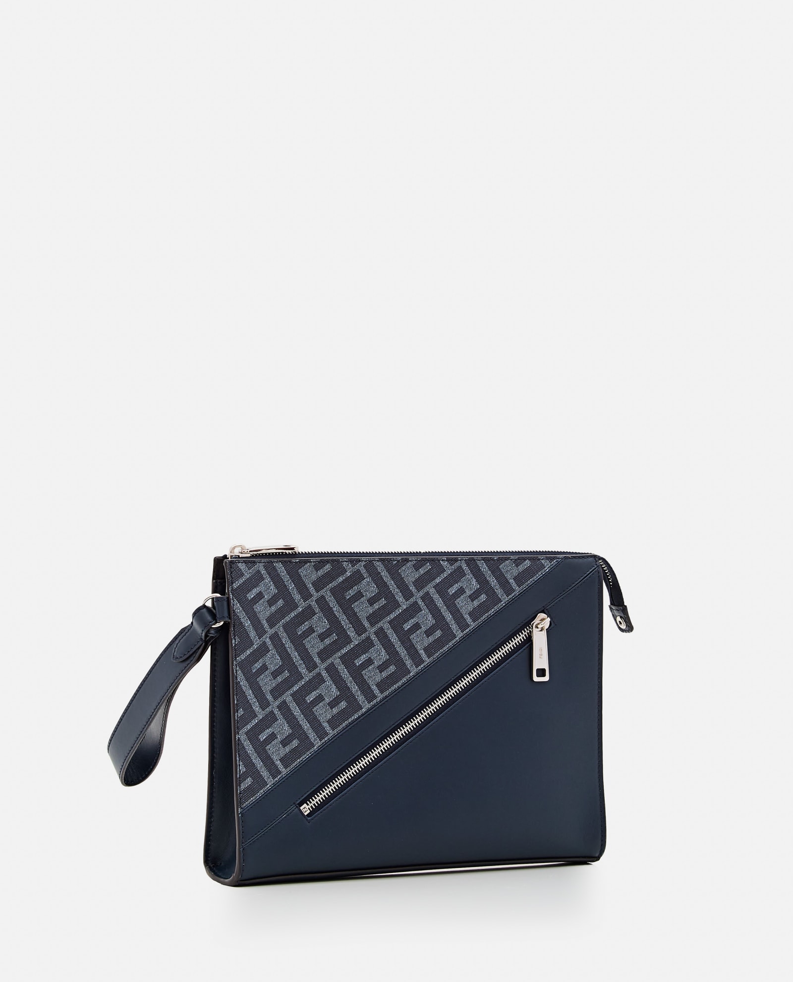 Shop Fendi Clutch Pu Ff 1974 St. In Blue