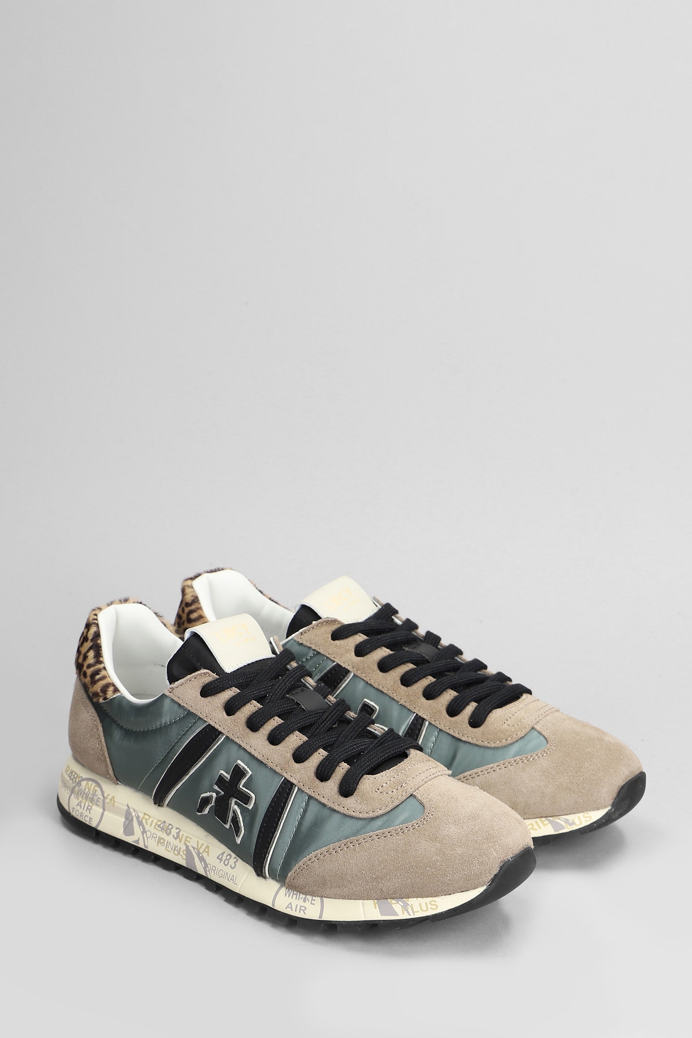 Shop Premiata Lucy Sneakers In Taupe Suede And Fabric