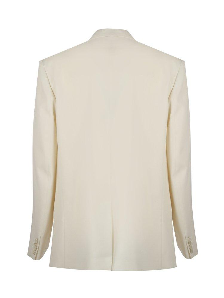 Shop Valentino Double-breasted Long-sleeved Blazer In White