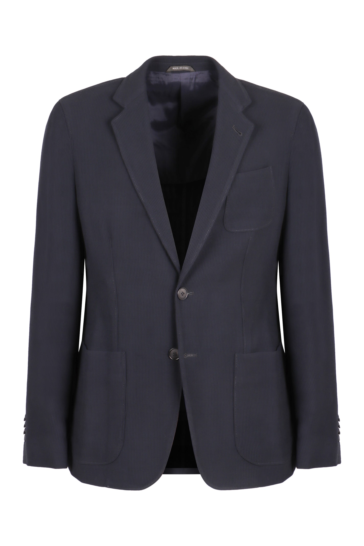 Shop Giorgio Armani Wool Blend Blazer In Blue