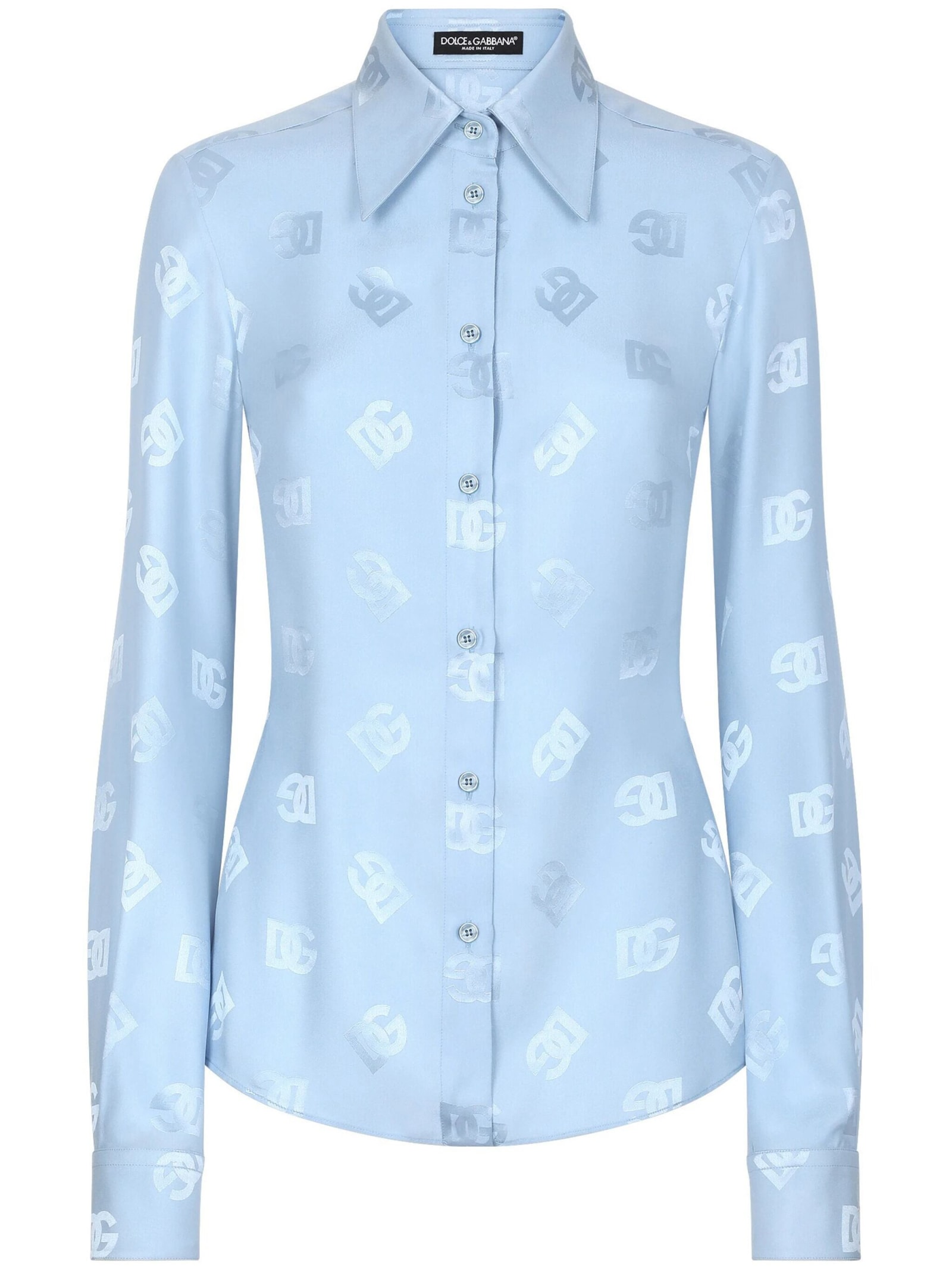 Shop Dolce & Gabbana Light Blue Silk Shirt In Azzurro