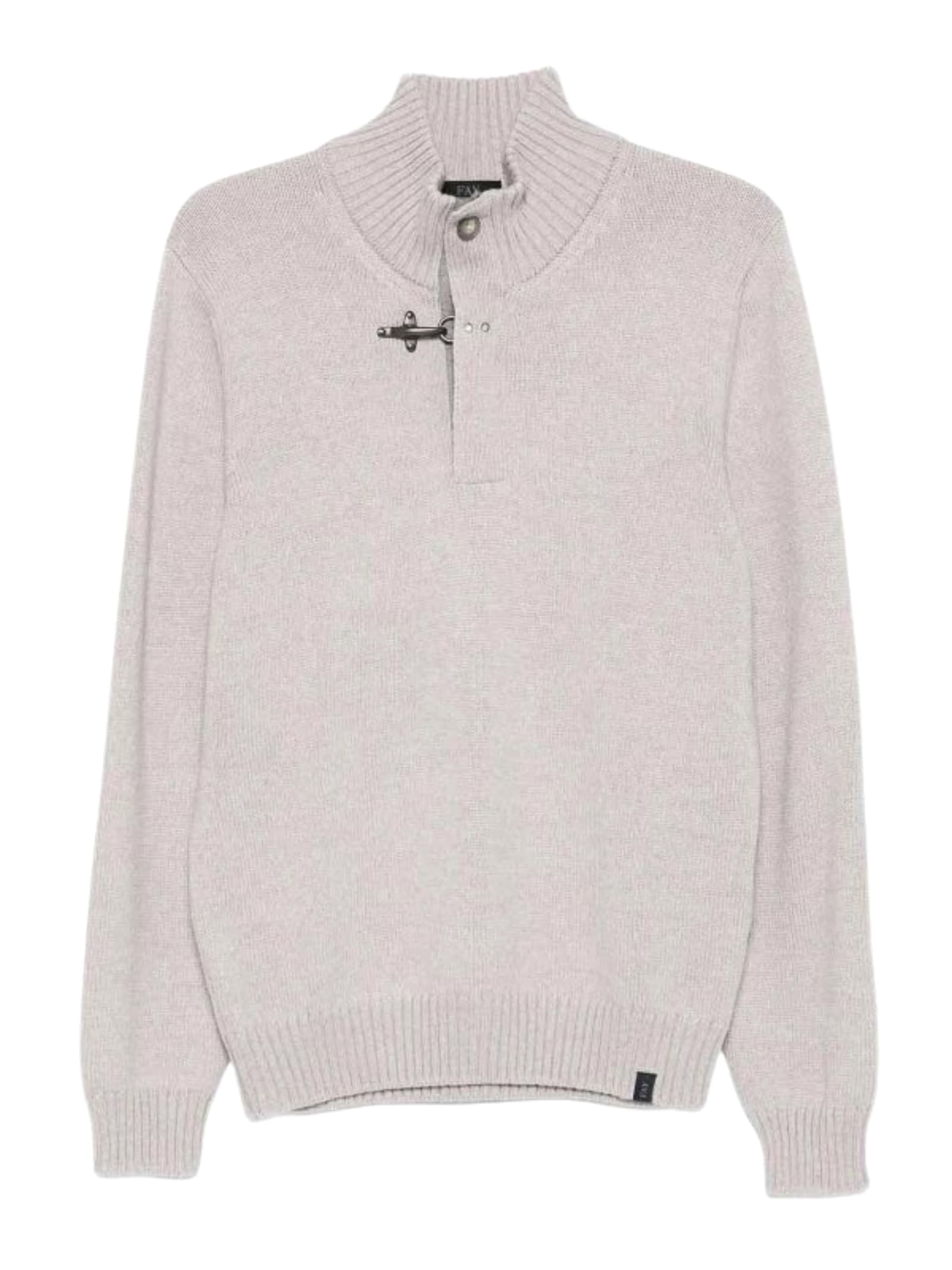 Fay Regular-fit. Fin. 5 Maglia In Lana Rasata Con Gancio. Sweater In Neutral