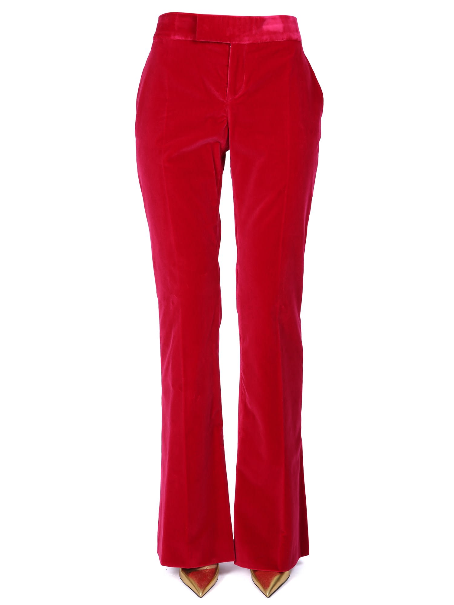 Tom Ford Mid-rise Flare-leg Velvet Pants In Fucsia