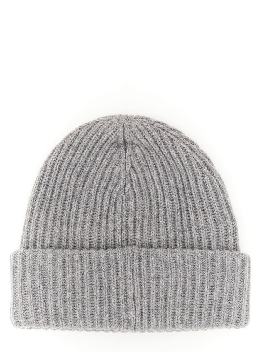 Ganni Beanie Hat With Logo In Brown